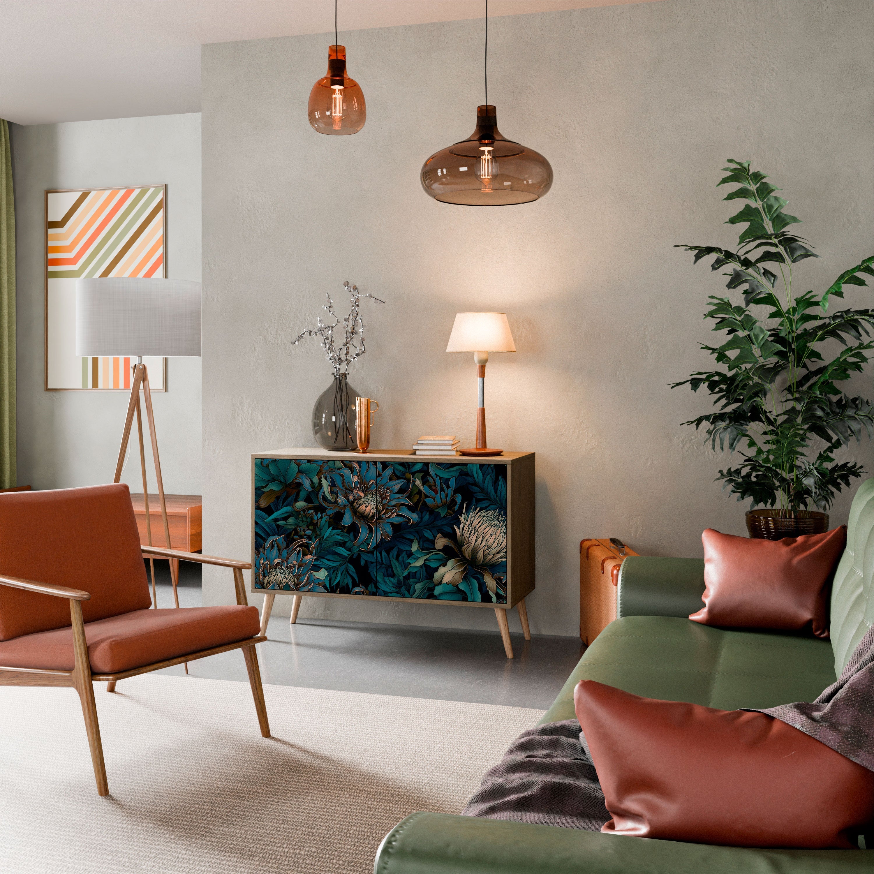 Buffet 2 portes TWILIGHT BLOOM effet chêne