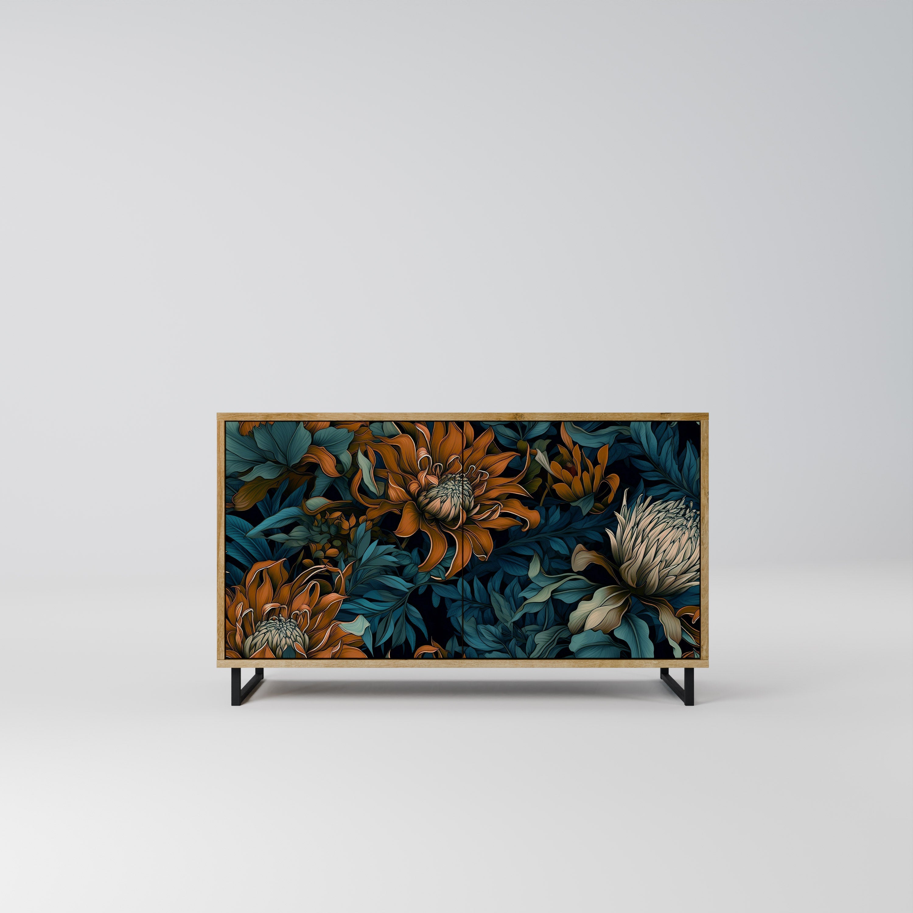 Buffet 2 portes MORNING BLOOM effet chêne