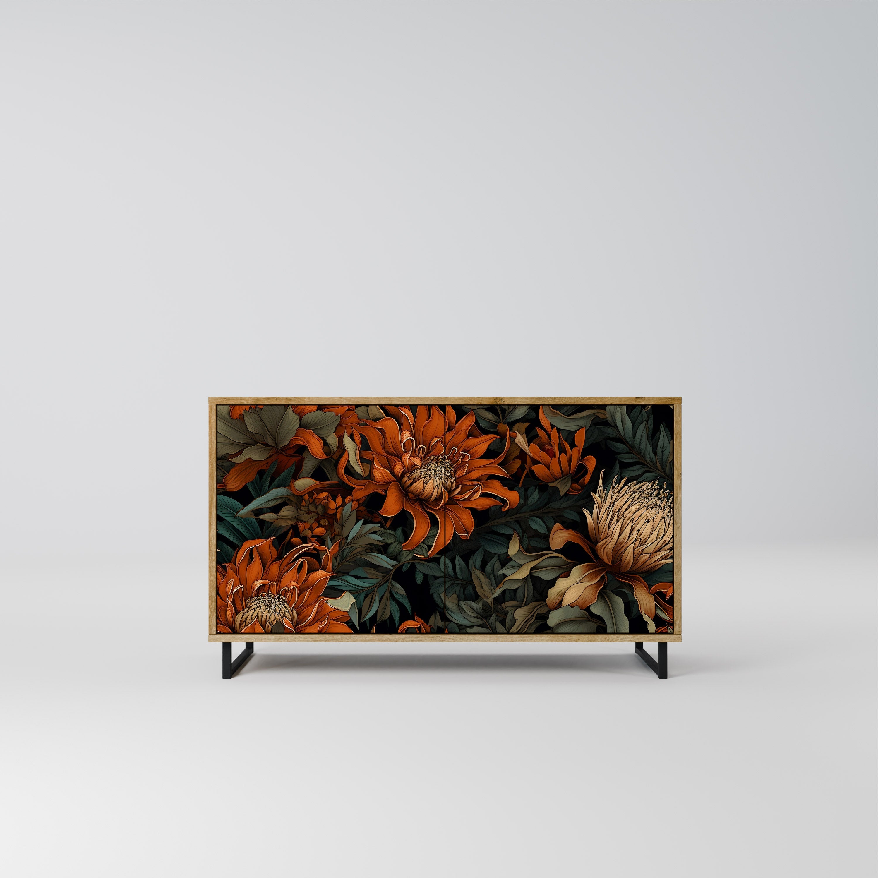 Buffet 2 portes DAWN BLOOM effet chêne