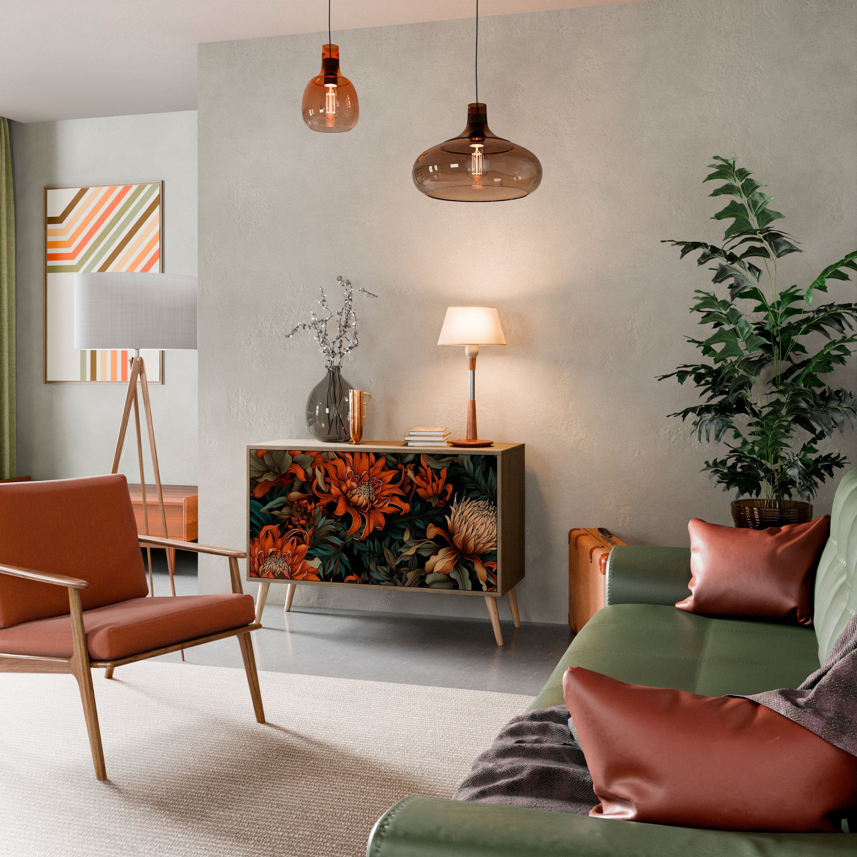 Buffet 2 portes DAWN BLOOM effet chêne