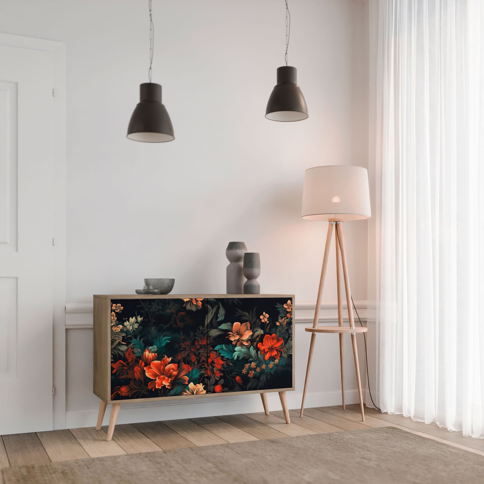 IMAGINARY BLOSSOM 2-Door Sideboard in Oak Effect