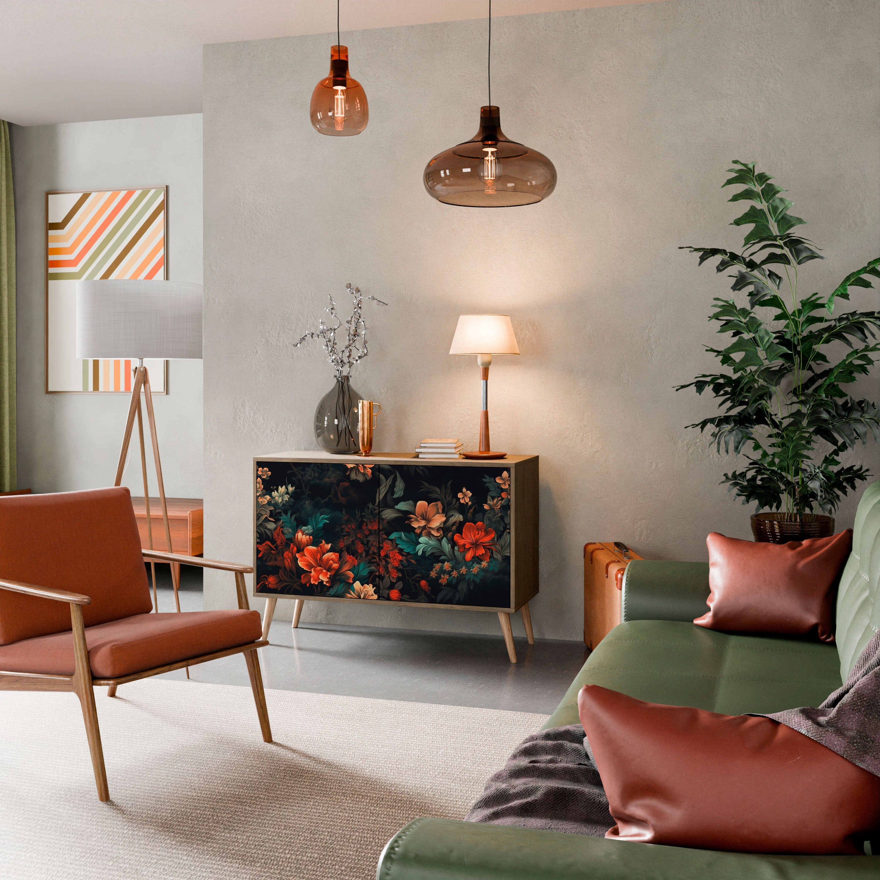 Buffet 2 portes IMAGINARY BLOSSOM effet chêne