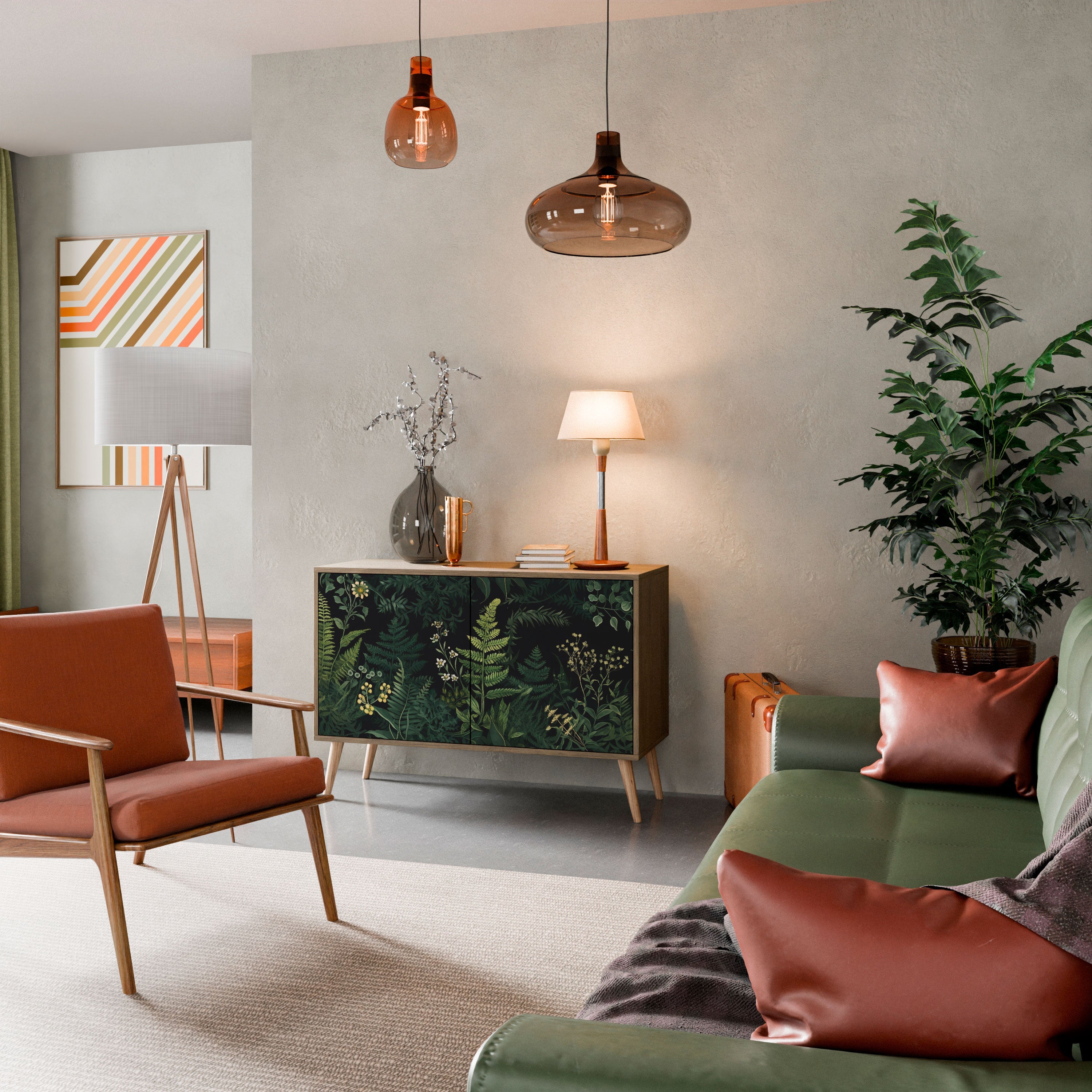 Buffet 2 portes FERN FLOWERS effet chêne