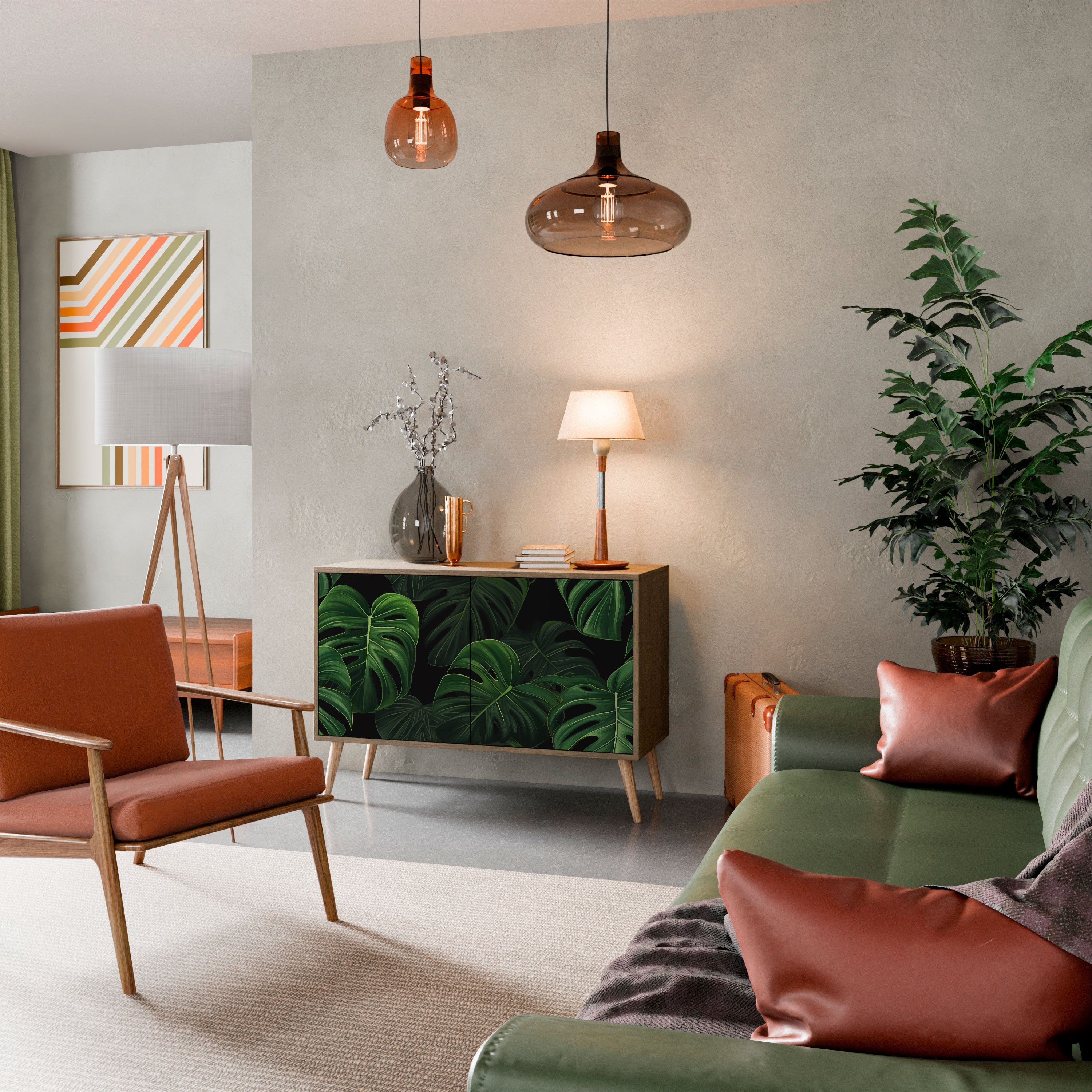 Buffet 2 portes INFINITE MONSTERA effet chêne