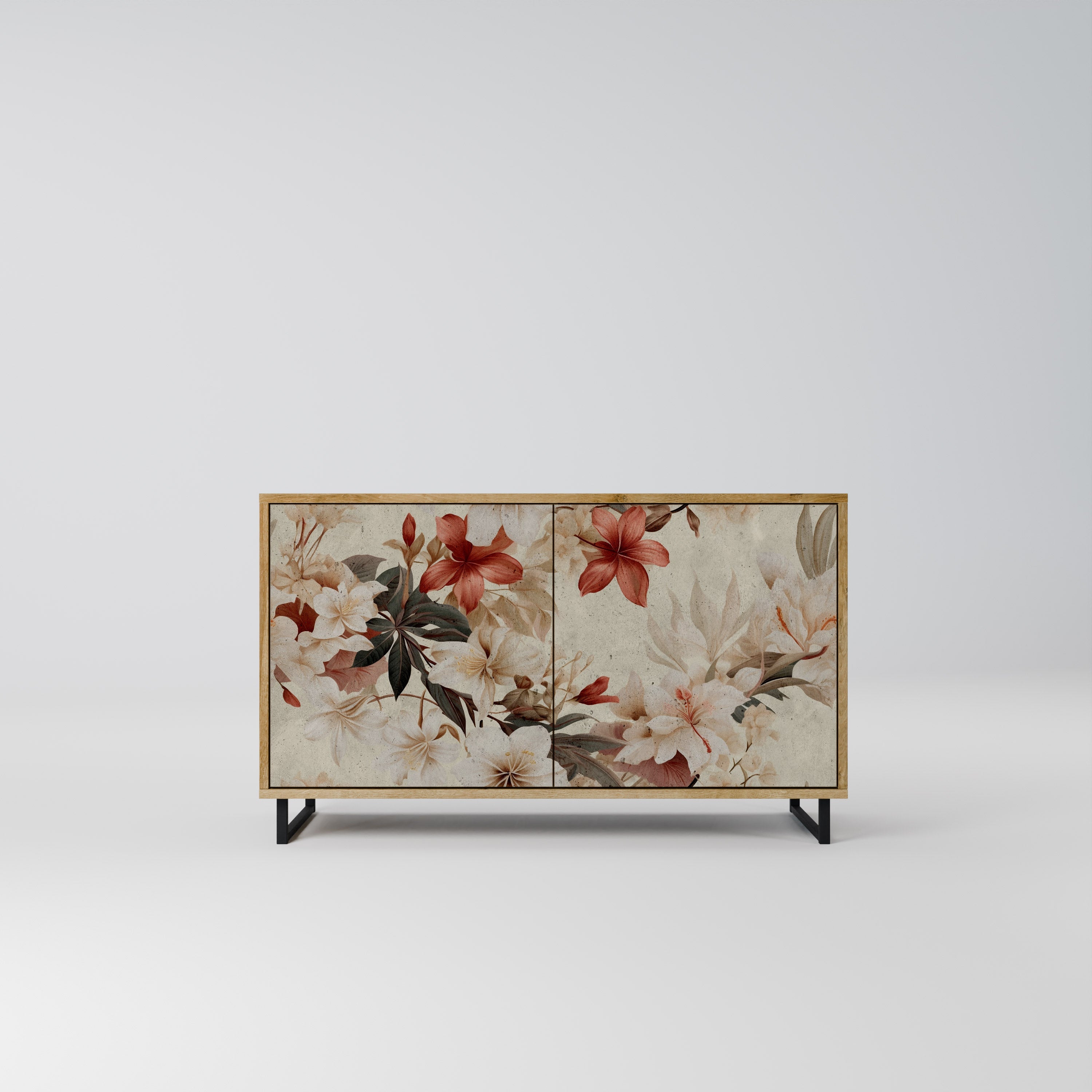 Buffet 2 portes PETAL HARMONY effet chêne