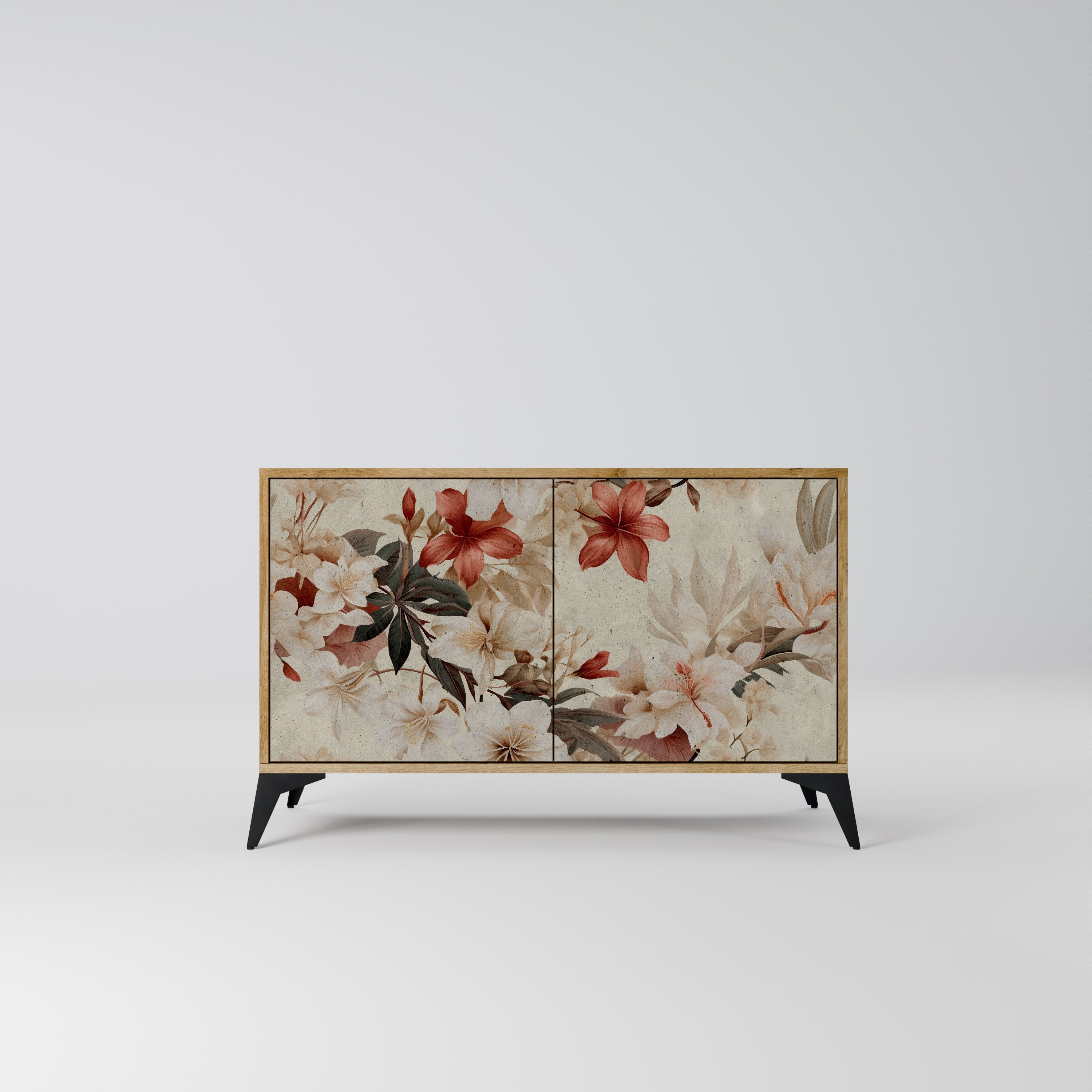 Buffet 2 portes PETAL HARMONY effet chêne