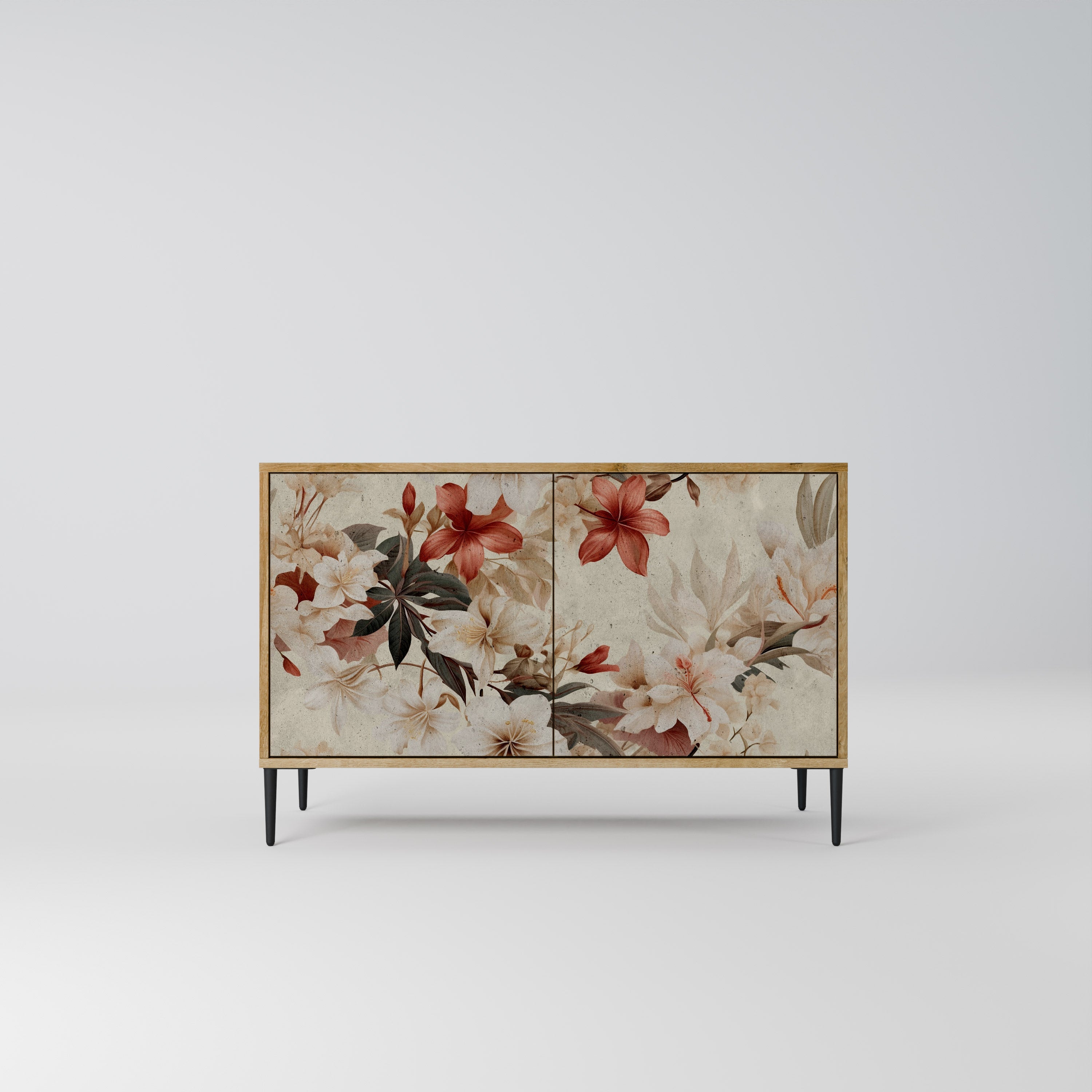 Buffet 2 portes PETAL HARMONY effet chêne