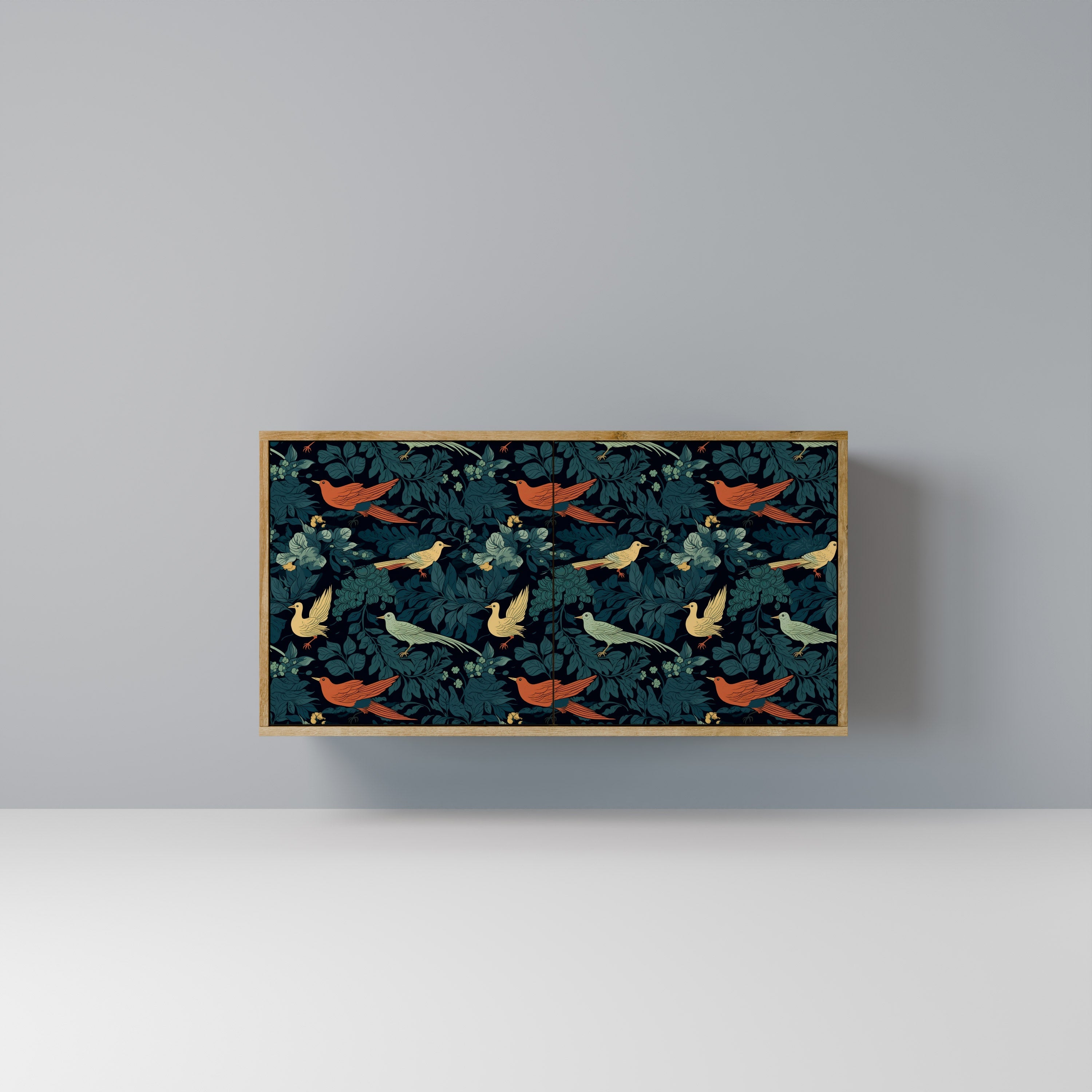 Buffet 2 portes FOWL ORNAMENT effet chêne