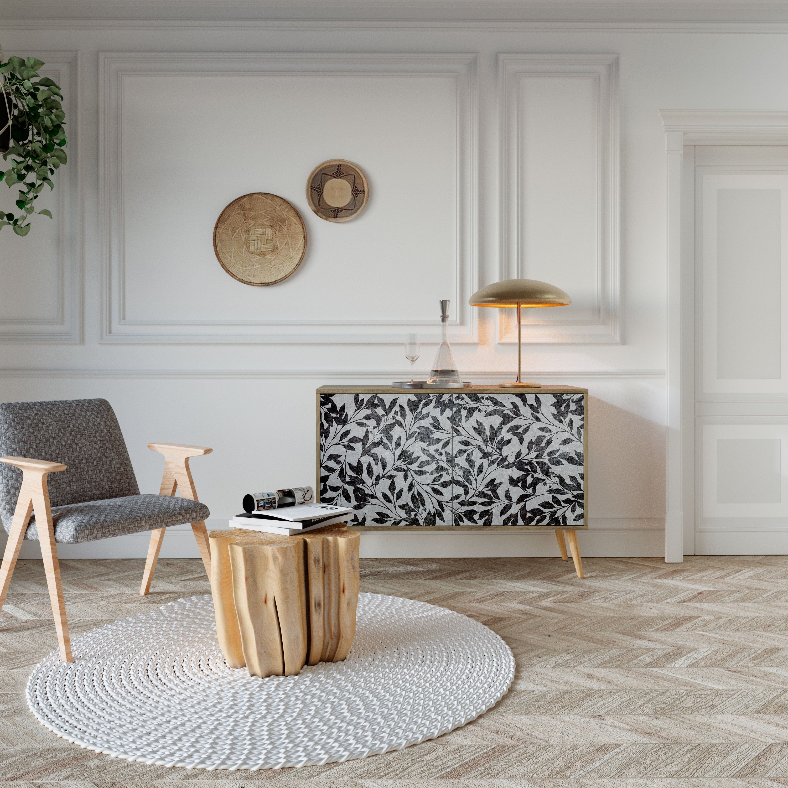 Buffet 2 portes CHARCOAL SPROUT effet chêne