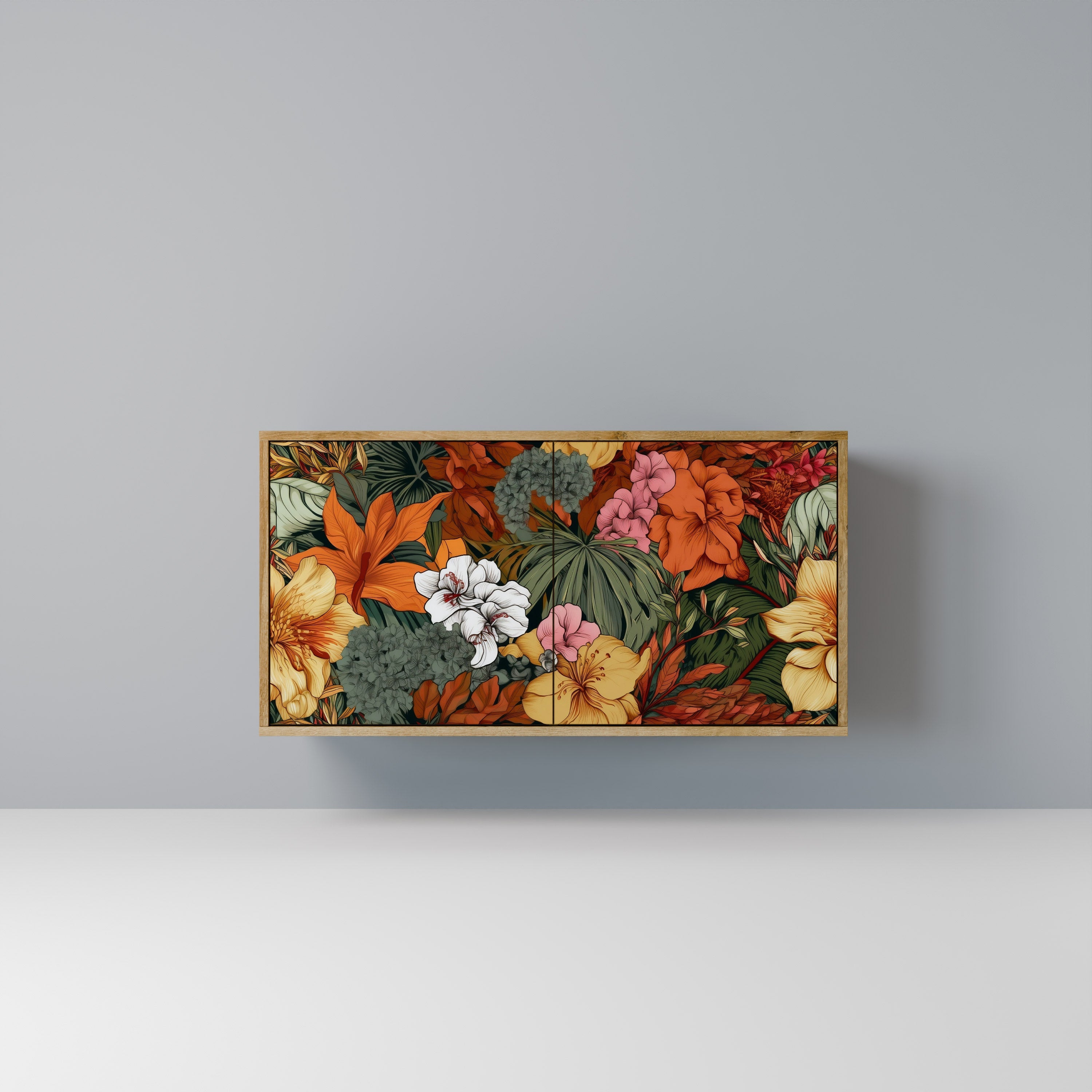 Buffet 2 portes RADIANT FLORA effet chêne