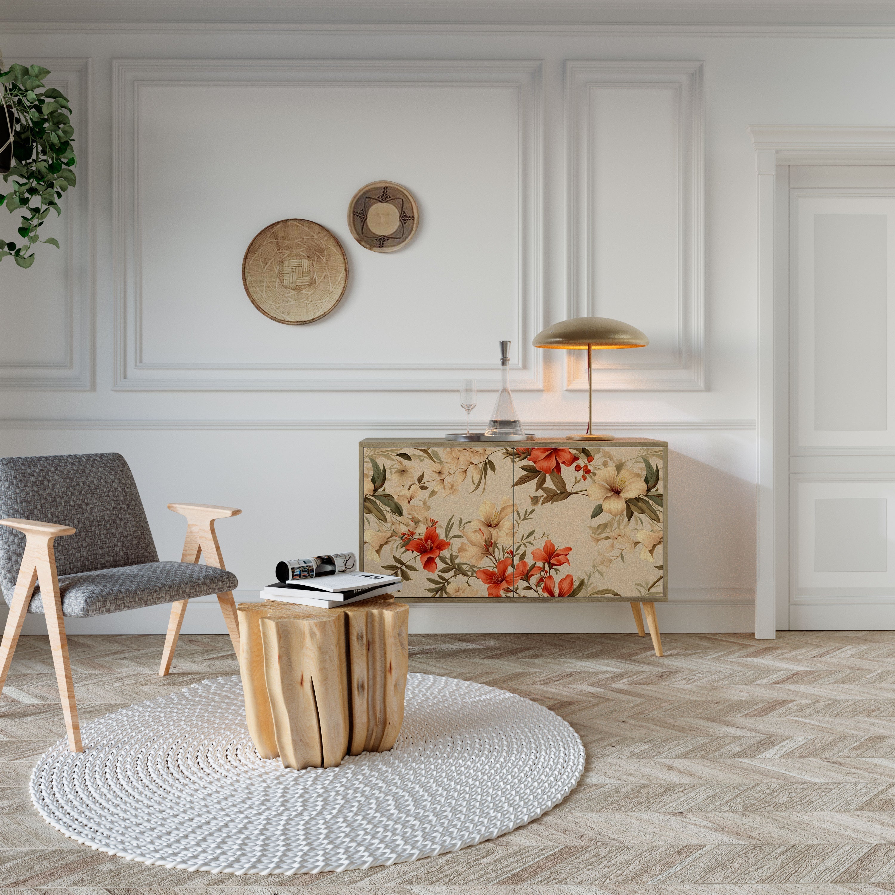 Buffet 2 portes effet chêne BLOOMING HARMONY