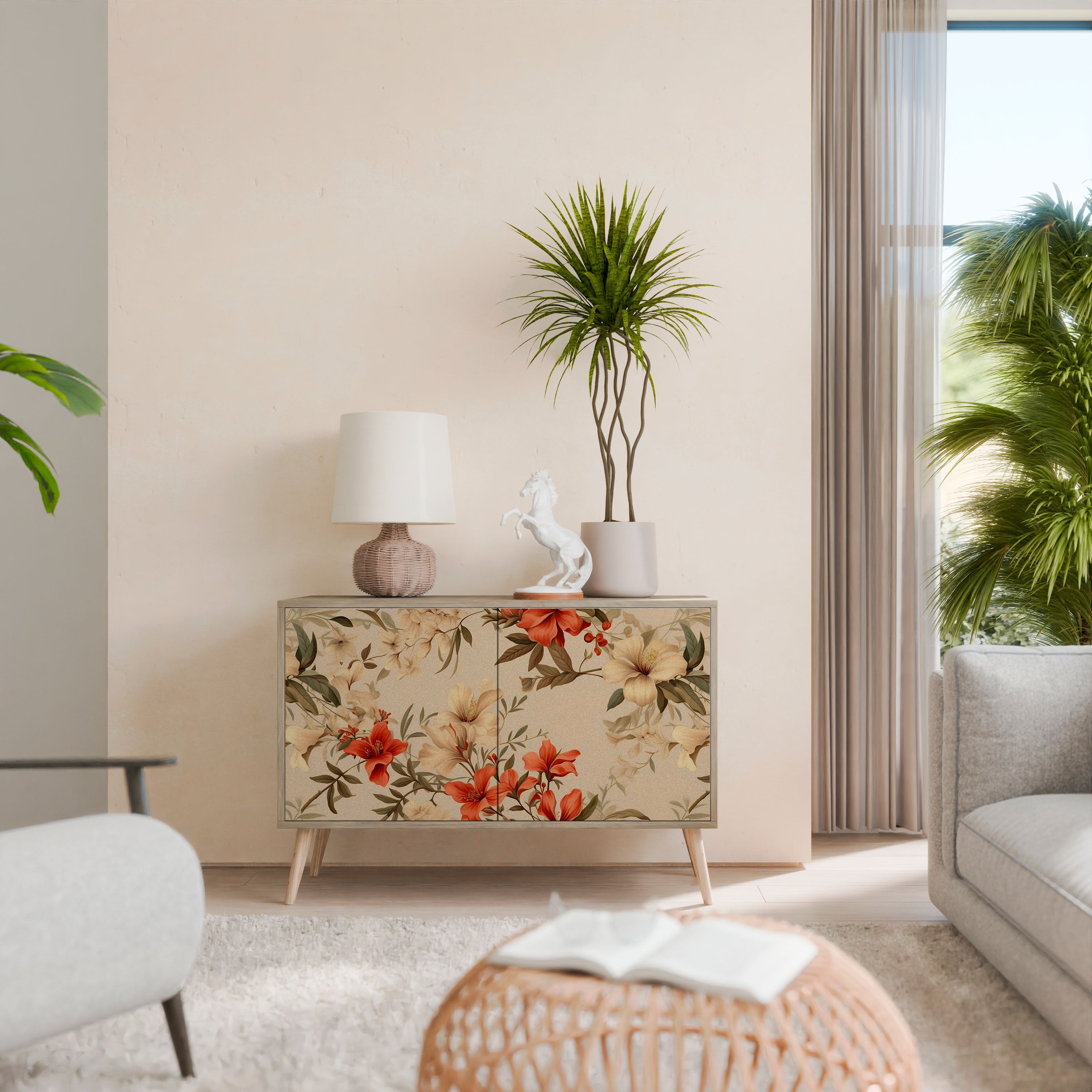 Buffet 2 portes effet chêne BLOOMING HARMONY