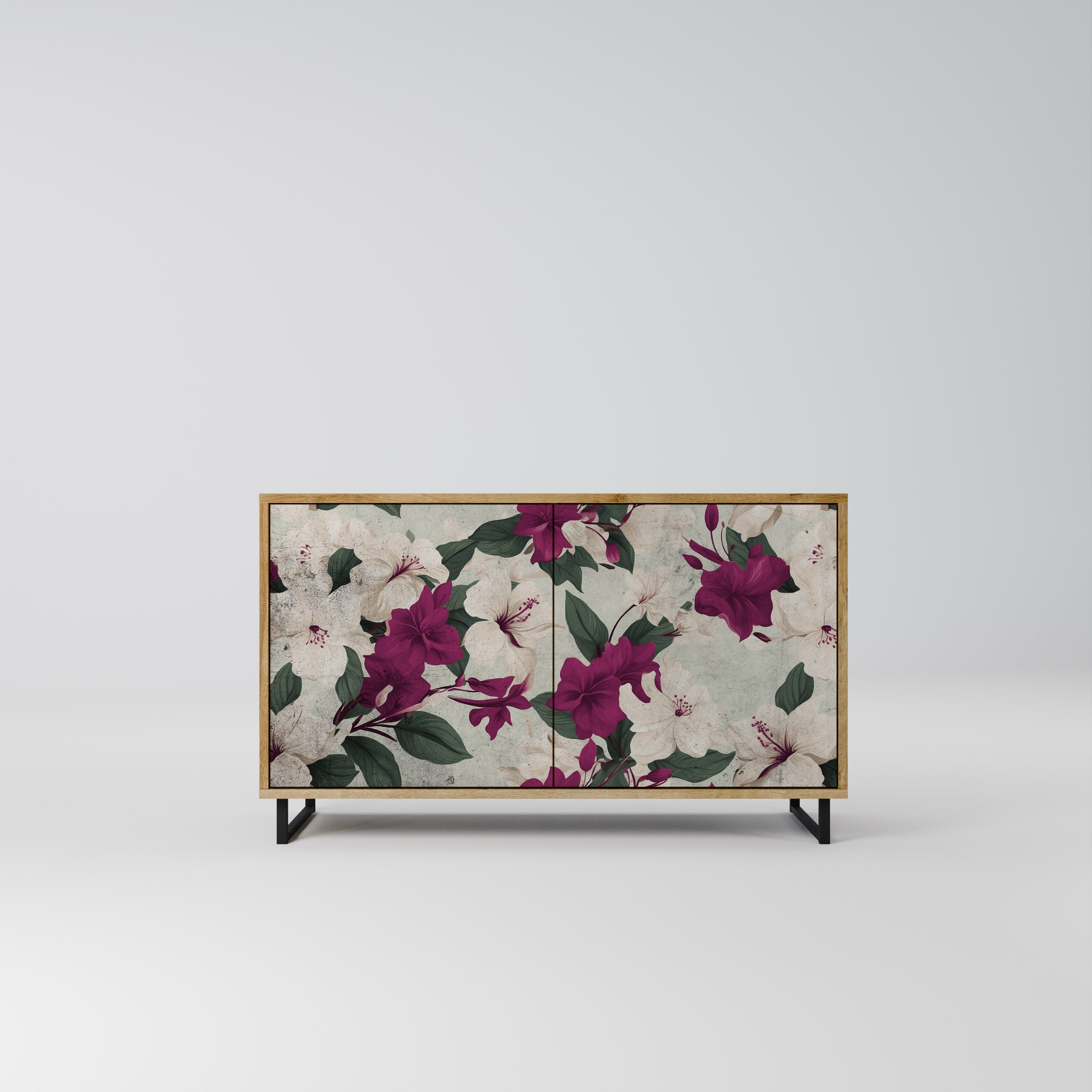 Buffet 2 portes FLOWERET DREAM effet chêne