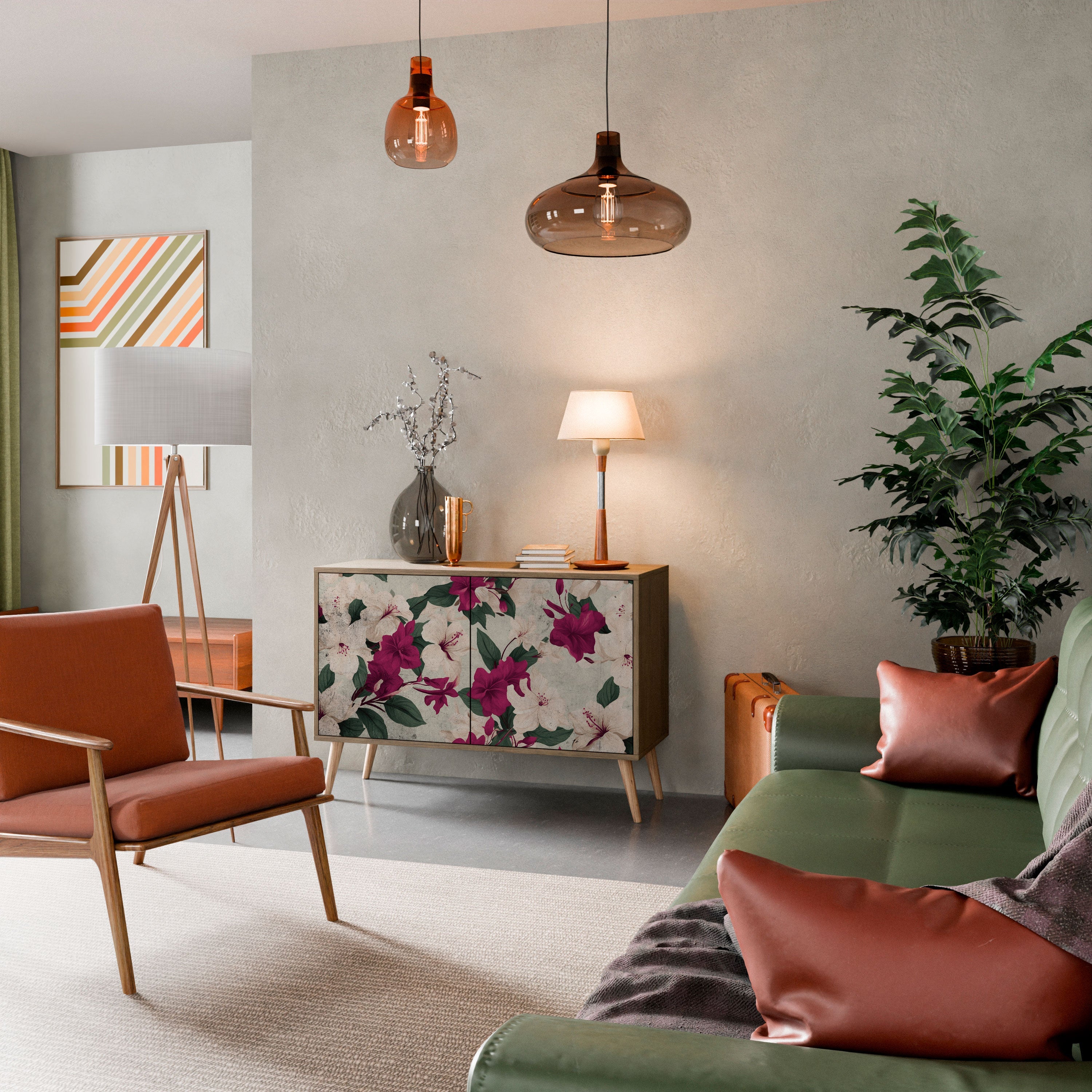 Buffet 2 portes FLOWERET DREAM effet chêne