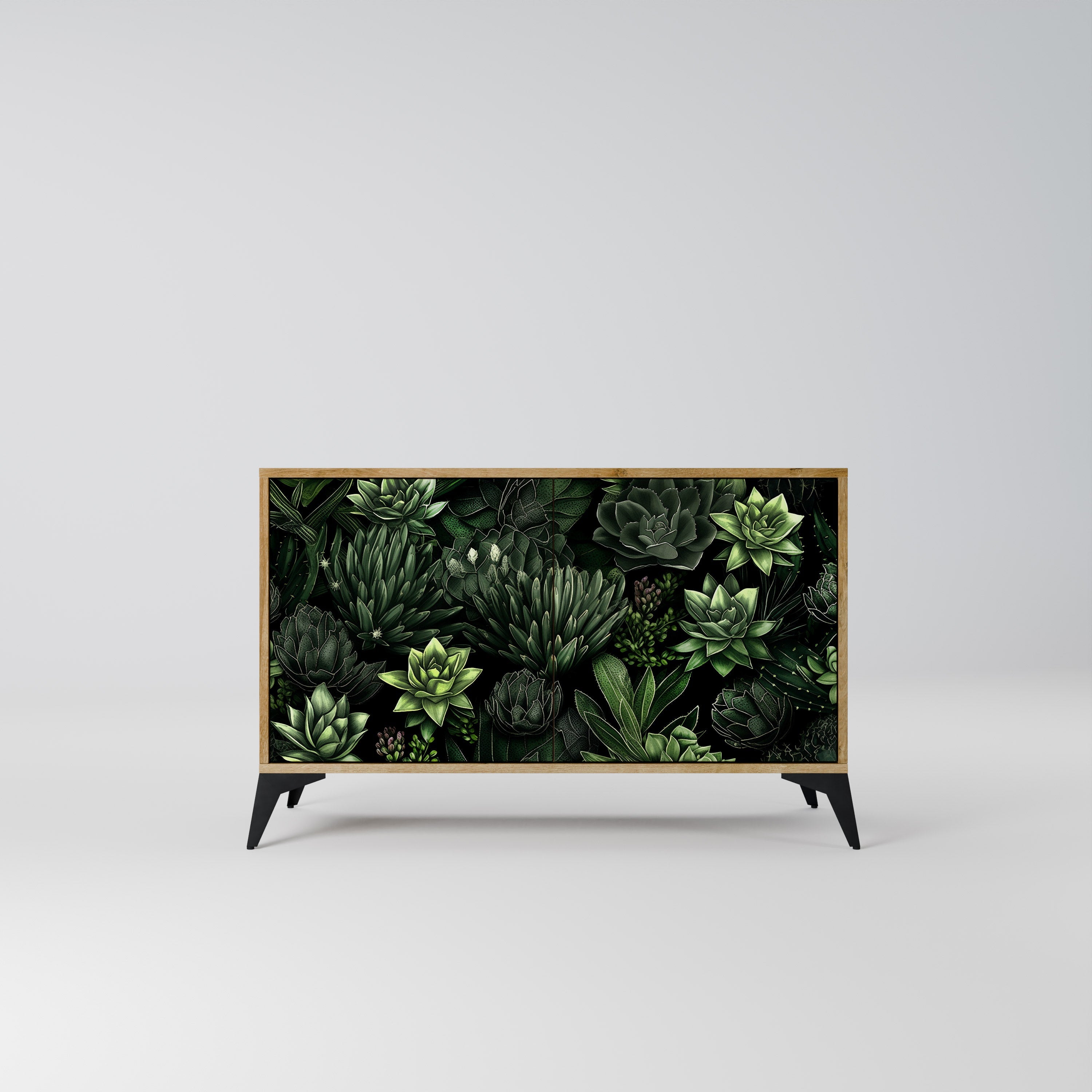 Buffet 2 portes SUCCULENT JUNGLE effet chêne