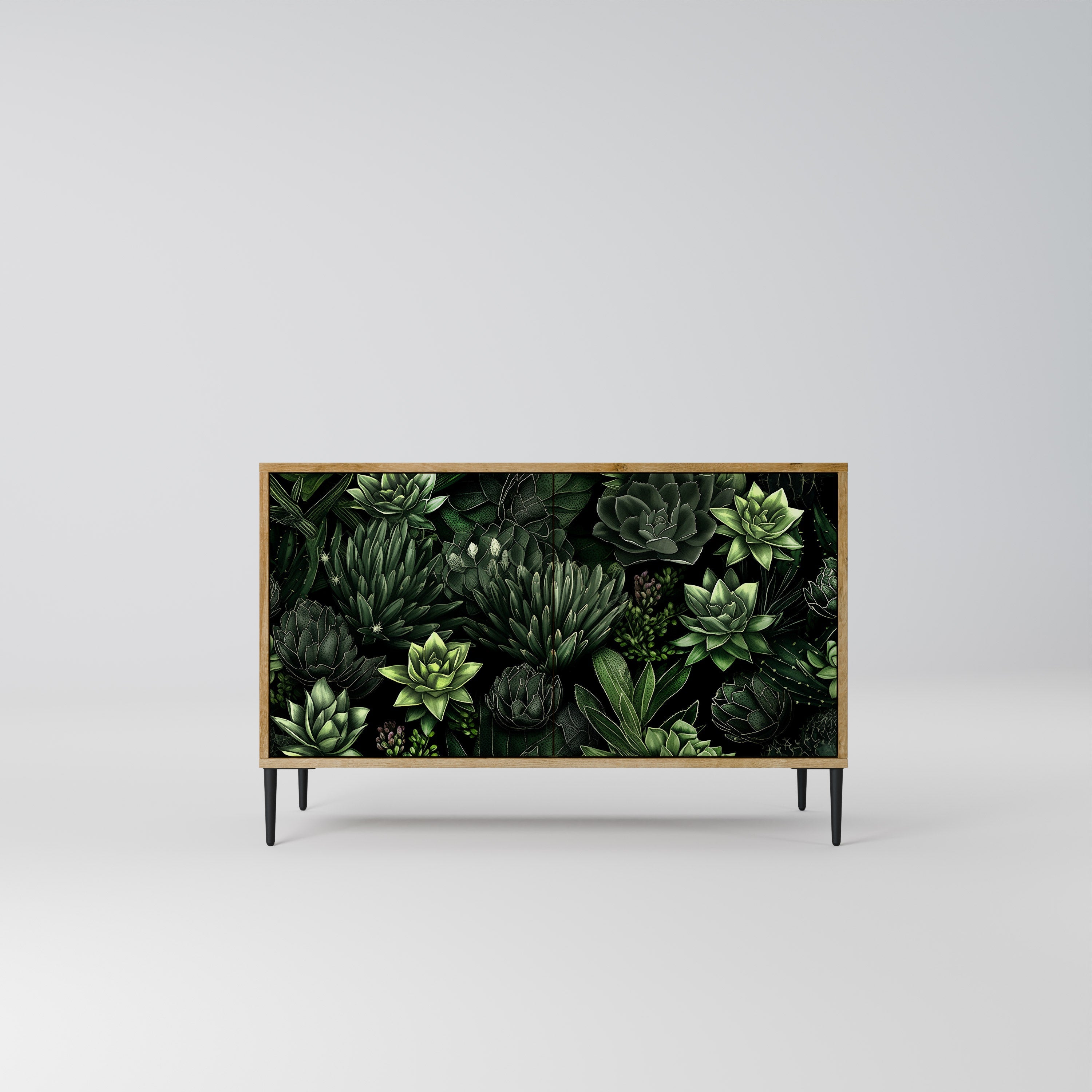 Buffet 2 portes SUCCULENT JUNGLE effet chêne