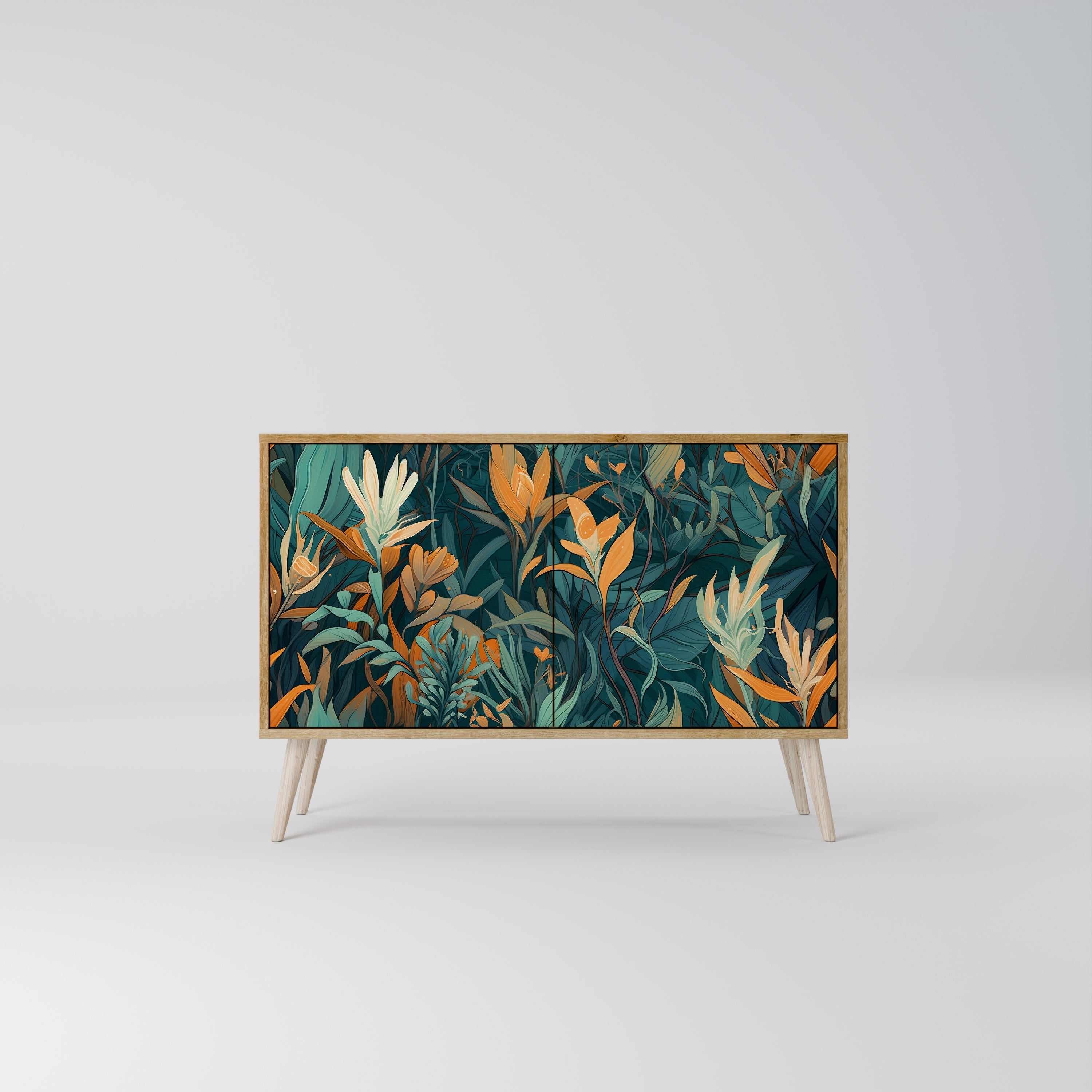 FLORAL SERENITY 2-Door Sideboard in Oak Effect