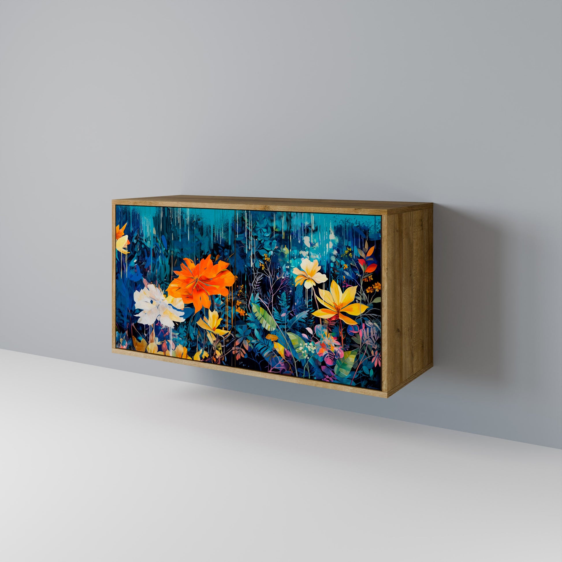 MIDNIGHT BLOSSOM 2-Door Sideboard in Oak Effect