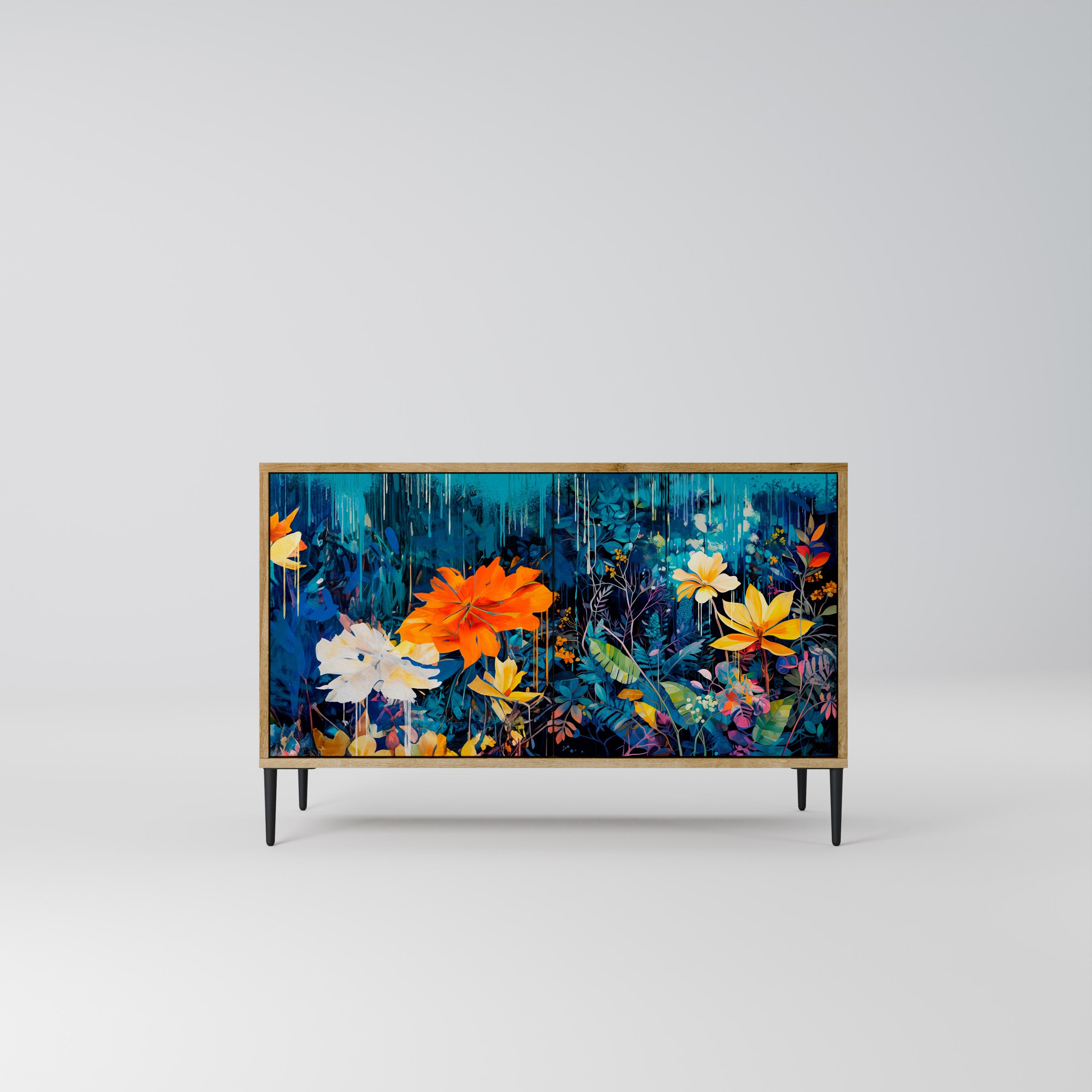 MIDNIGHT BLOSSOM 2-Door Sideboard in Oak Effect