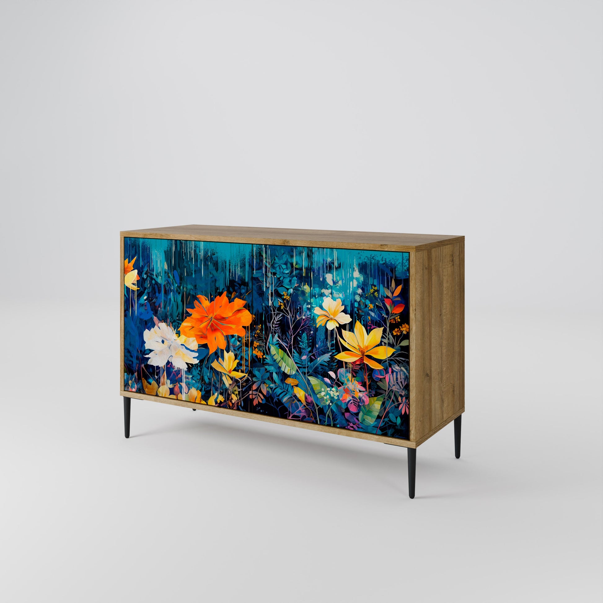 MIDNIGHT BLOSSOM 2-Door Sideboard in Oak Effect
