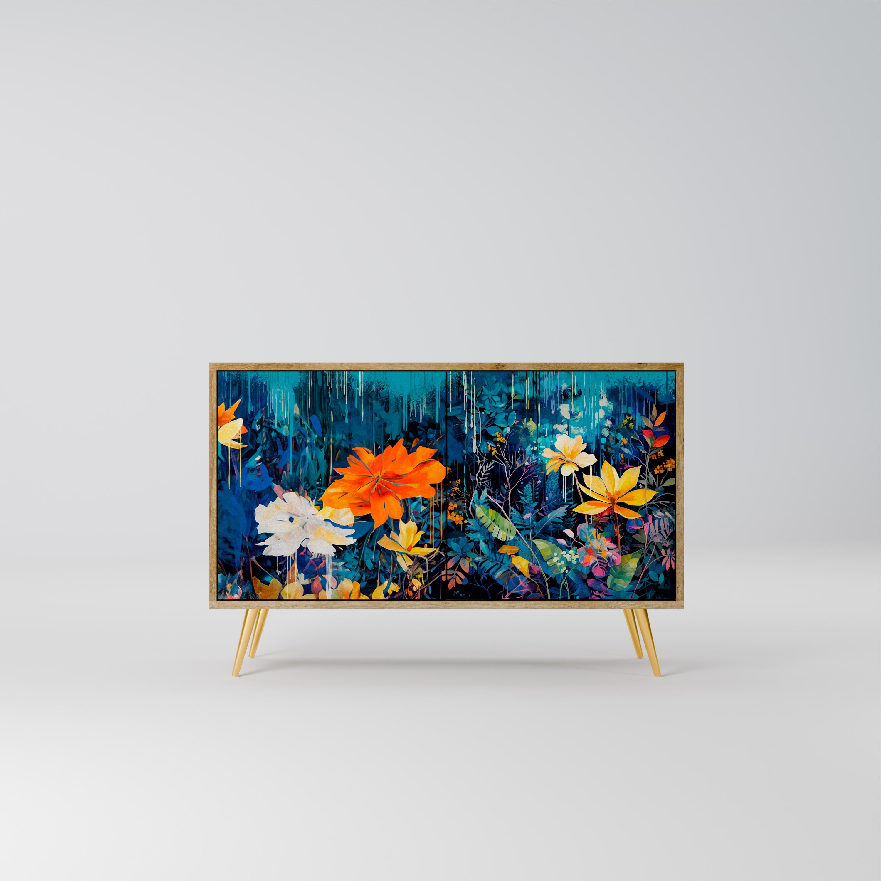 MIDNIGHT BLOSSOM 2-Door Sideboard in Oak Effect