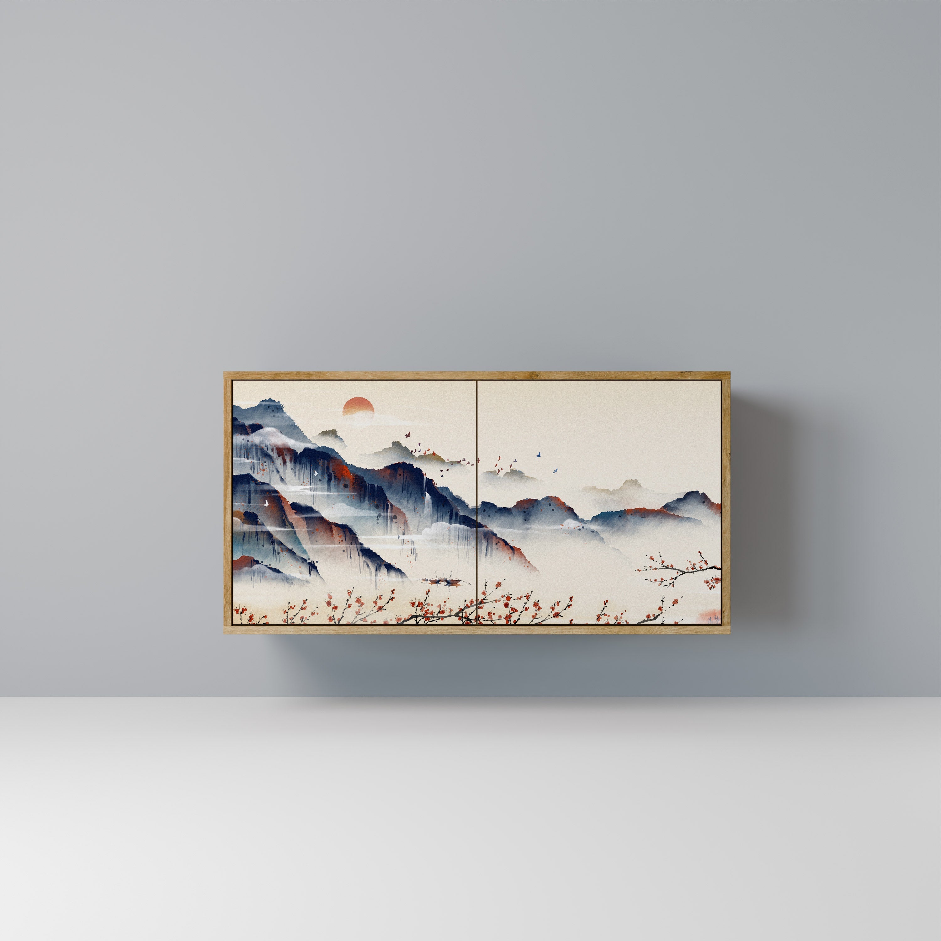 JAPANESE LANDSCAPE 2-Door Sideboard in Oak Effect