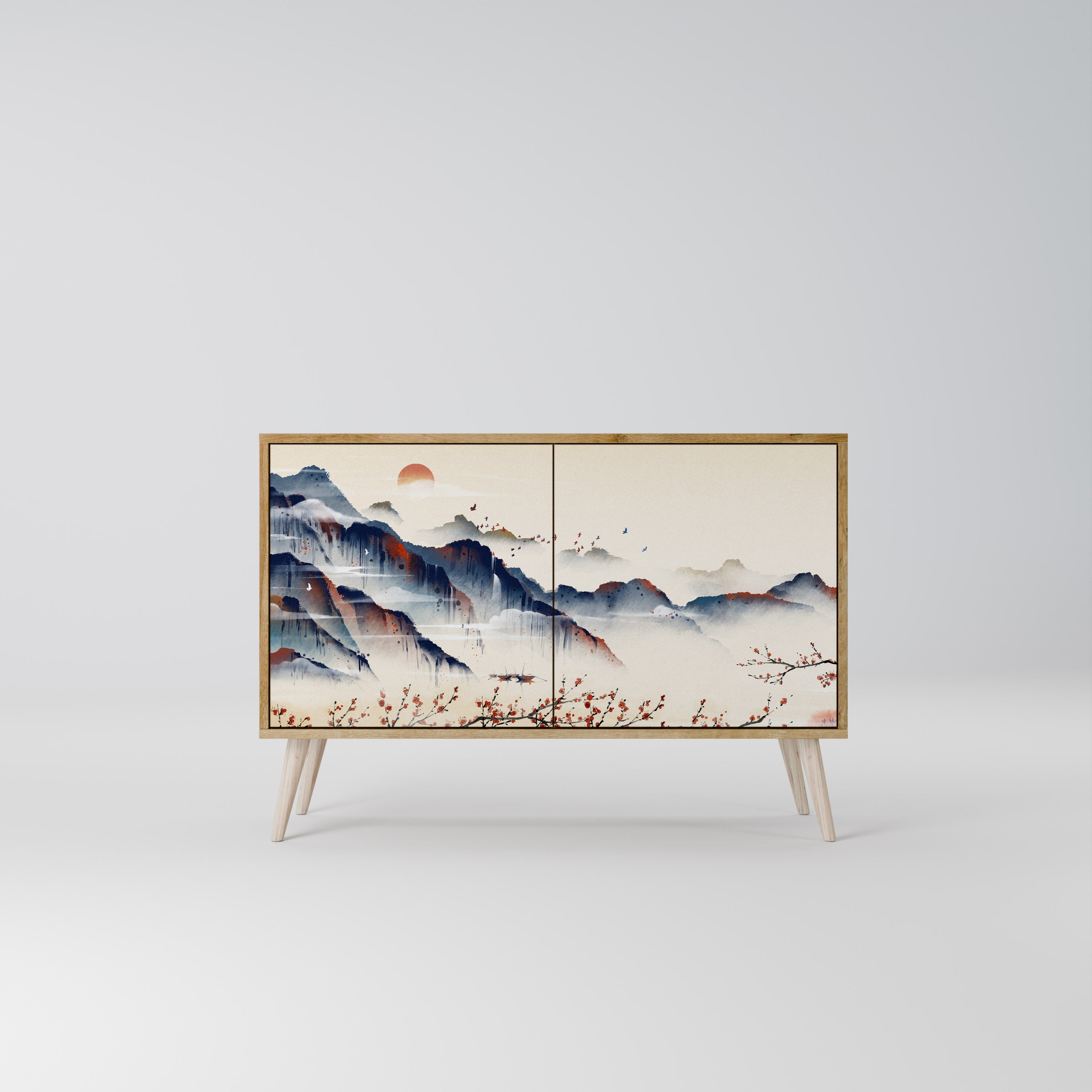 JAPANESE LANDSCAPE 2-Door Sideboard in Oak Effect