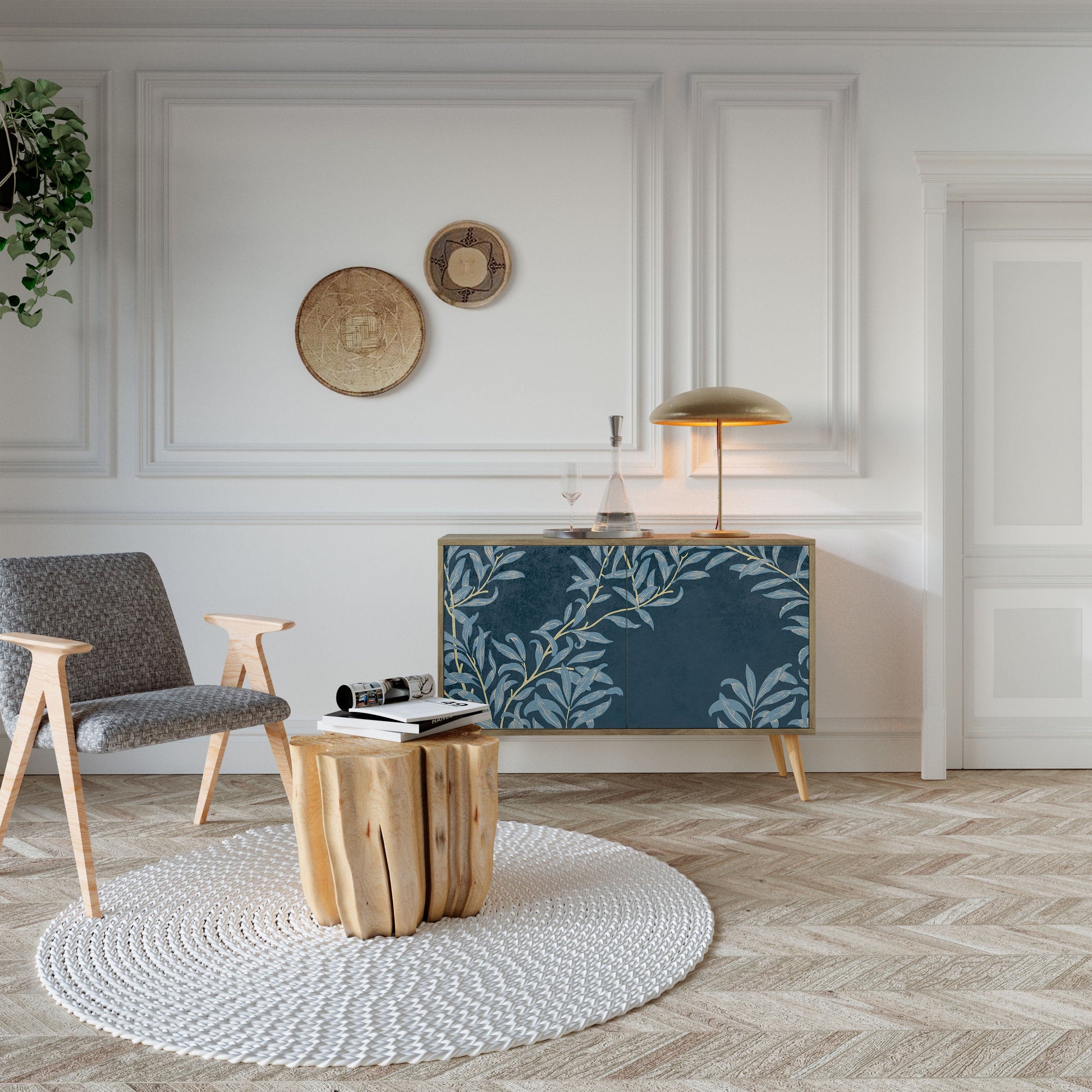 BLUE LEAVES 2-Door Sideboard in Oak Effect