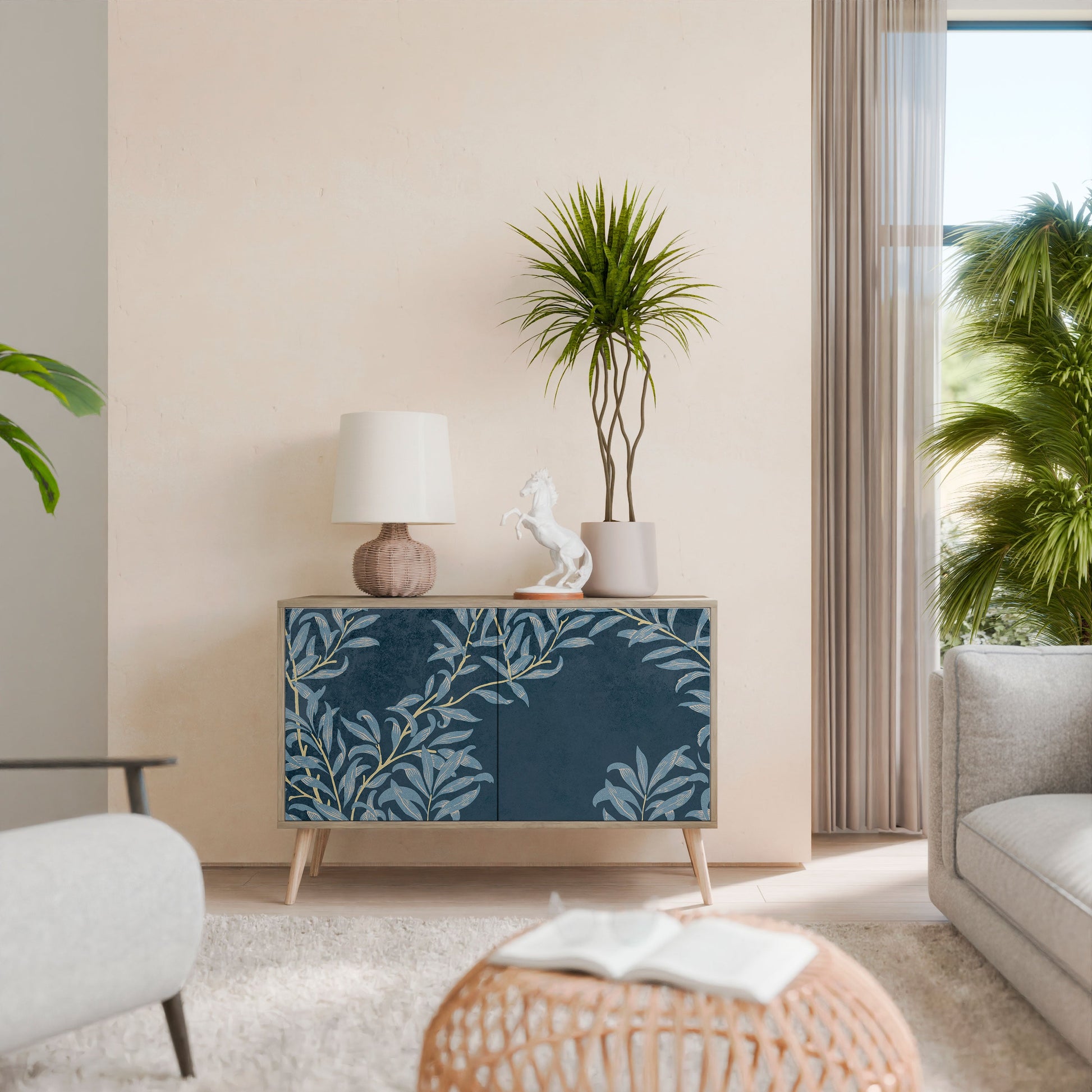 BLUE LEAVES 2-Door Sideboard in Oak Effect