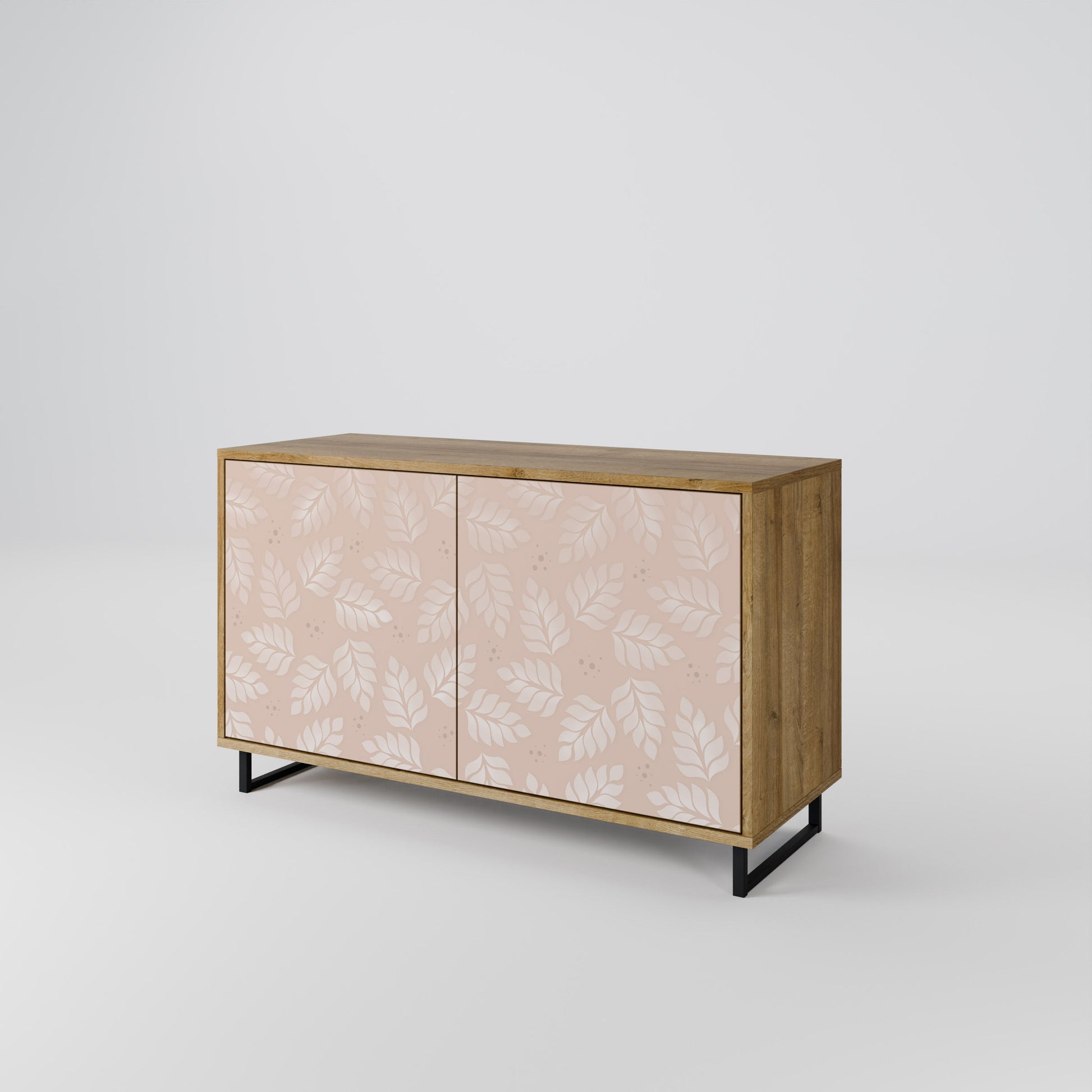 LEAVES ON BEIGE 2-Door Sideboard in Oak Effect