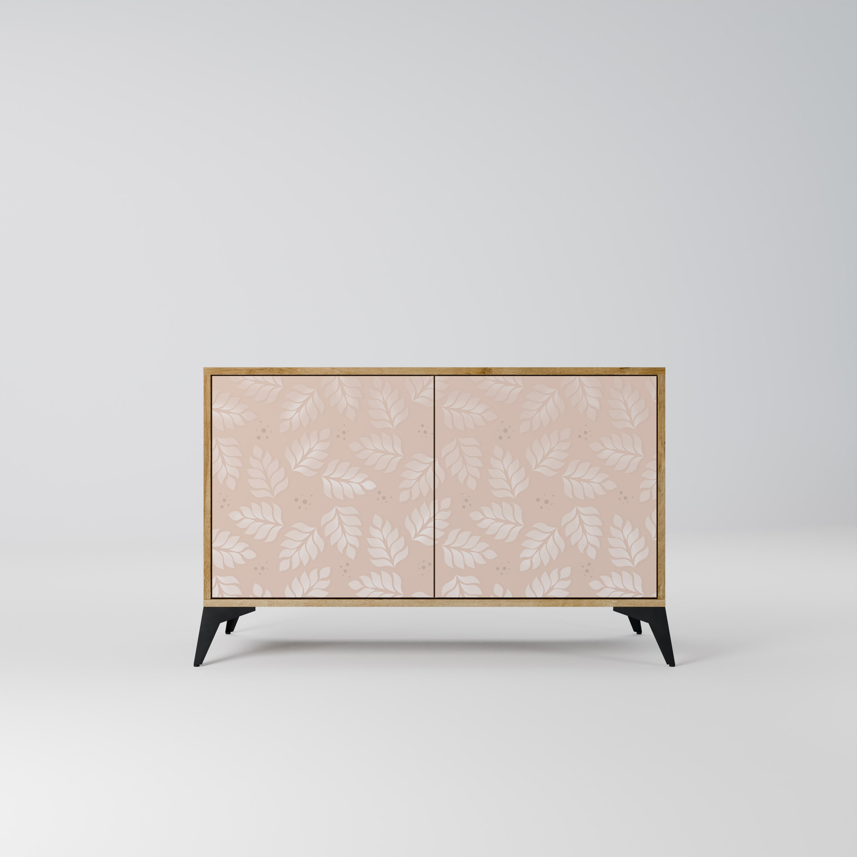 LEAVES ON BEIGE 2-Door Sideboard in Oak Effect