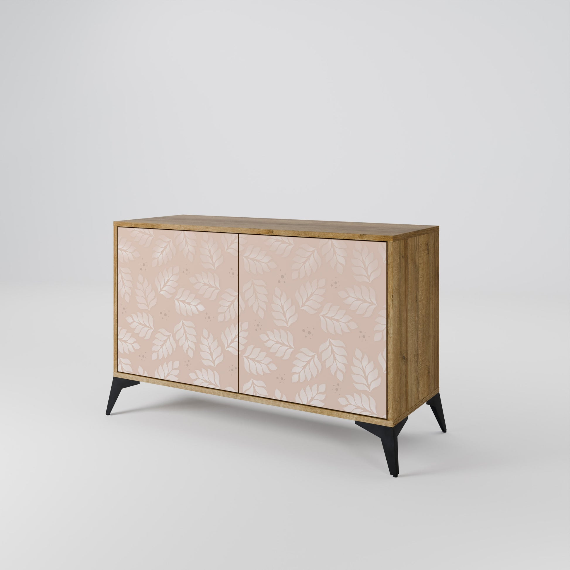 LEAVES ON BEIGE 2-Door Sideboard in Oak Effect