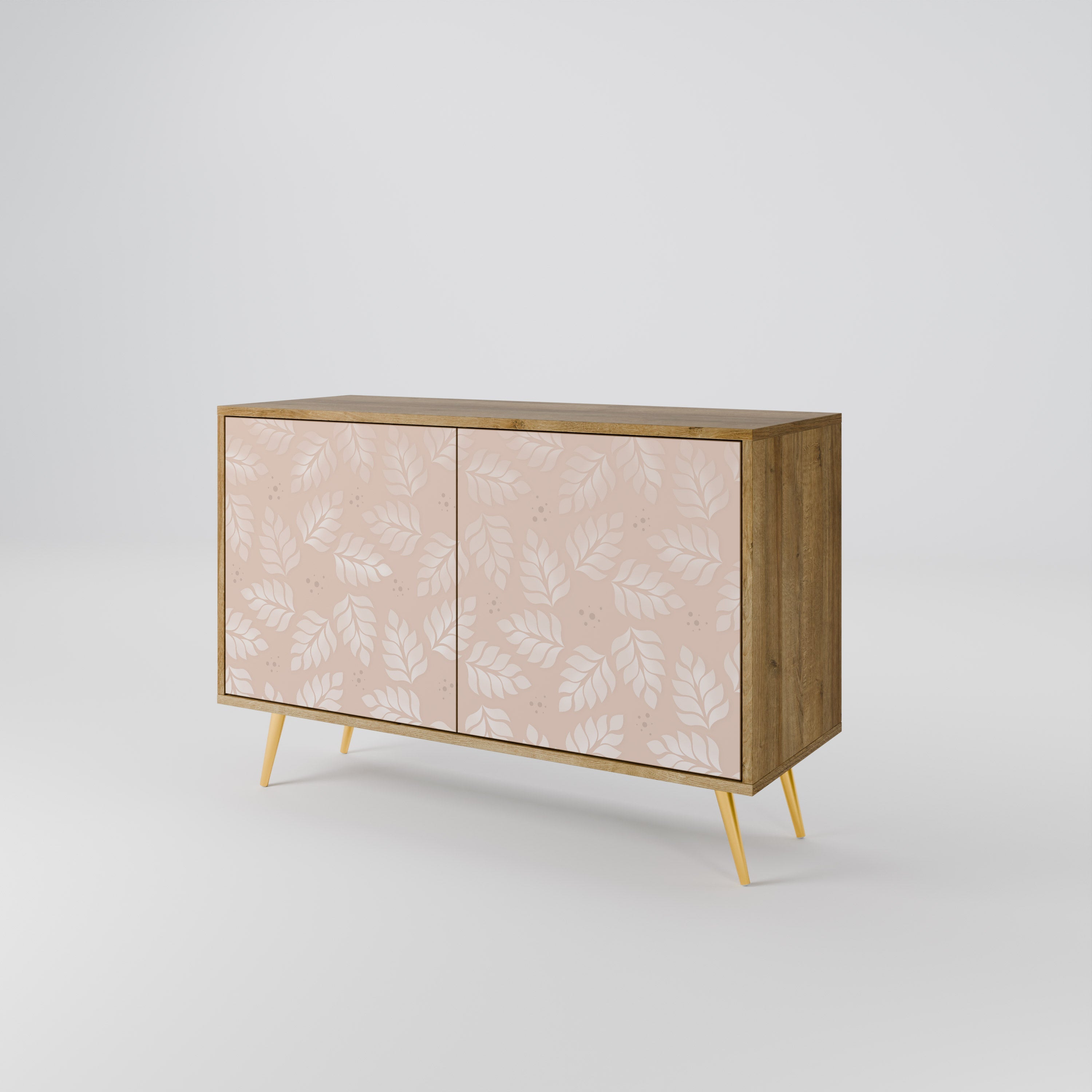 LEAVES ON BEIGE 2-Door Sideboard in Oak Effect