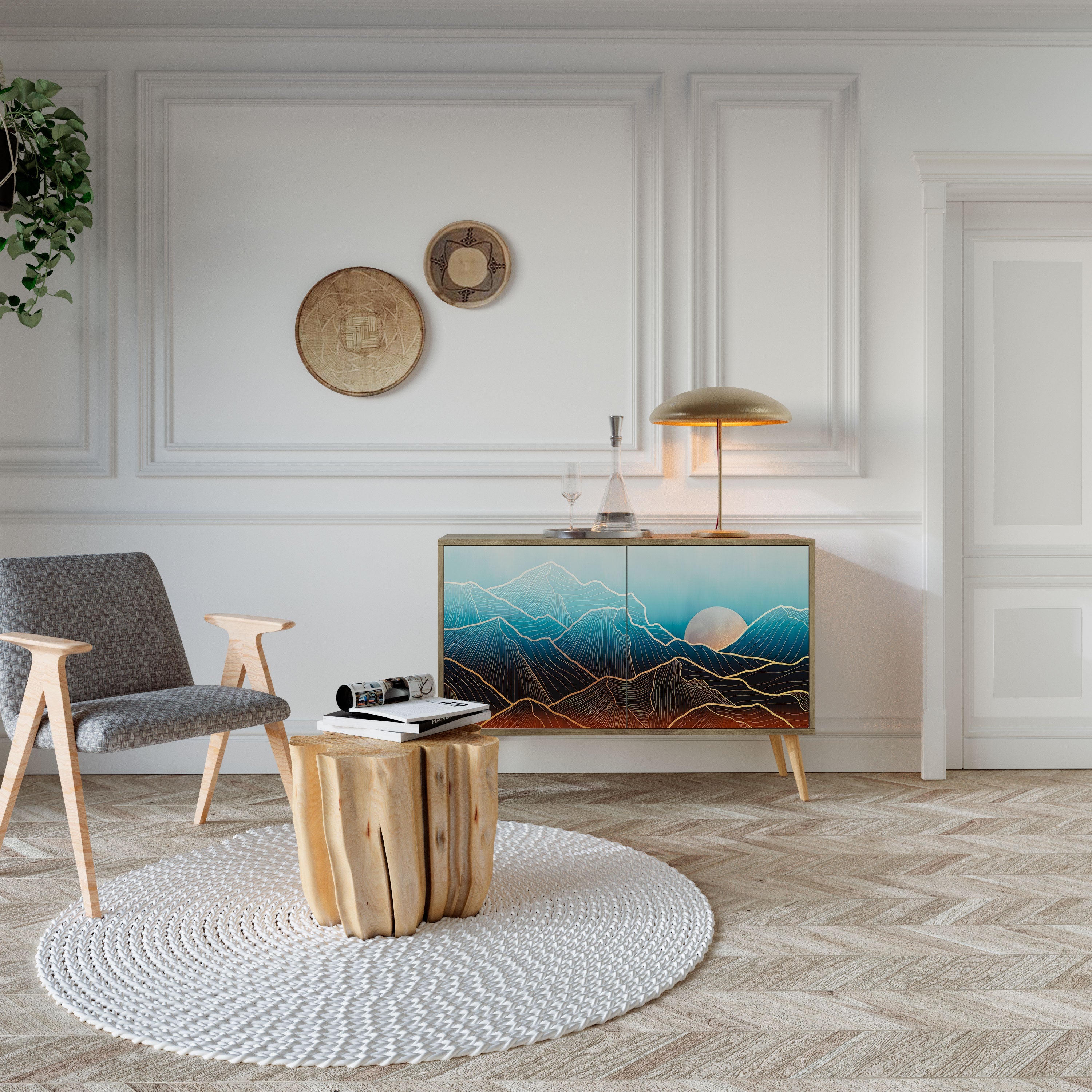 LUNAR SECRETS 2-Door Sideboard in Oak Effect