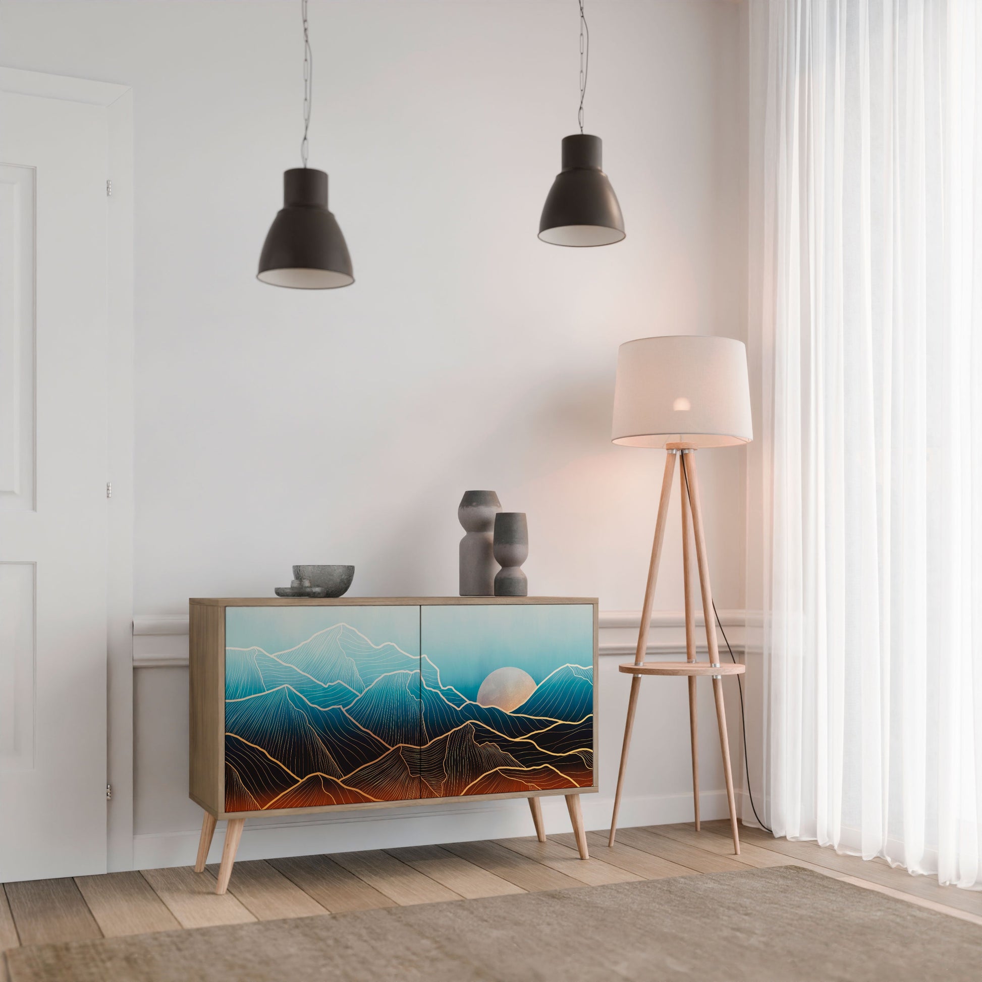 LUNAR SECRETS 2-Door Sideboard in Oak Effect