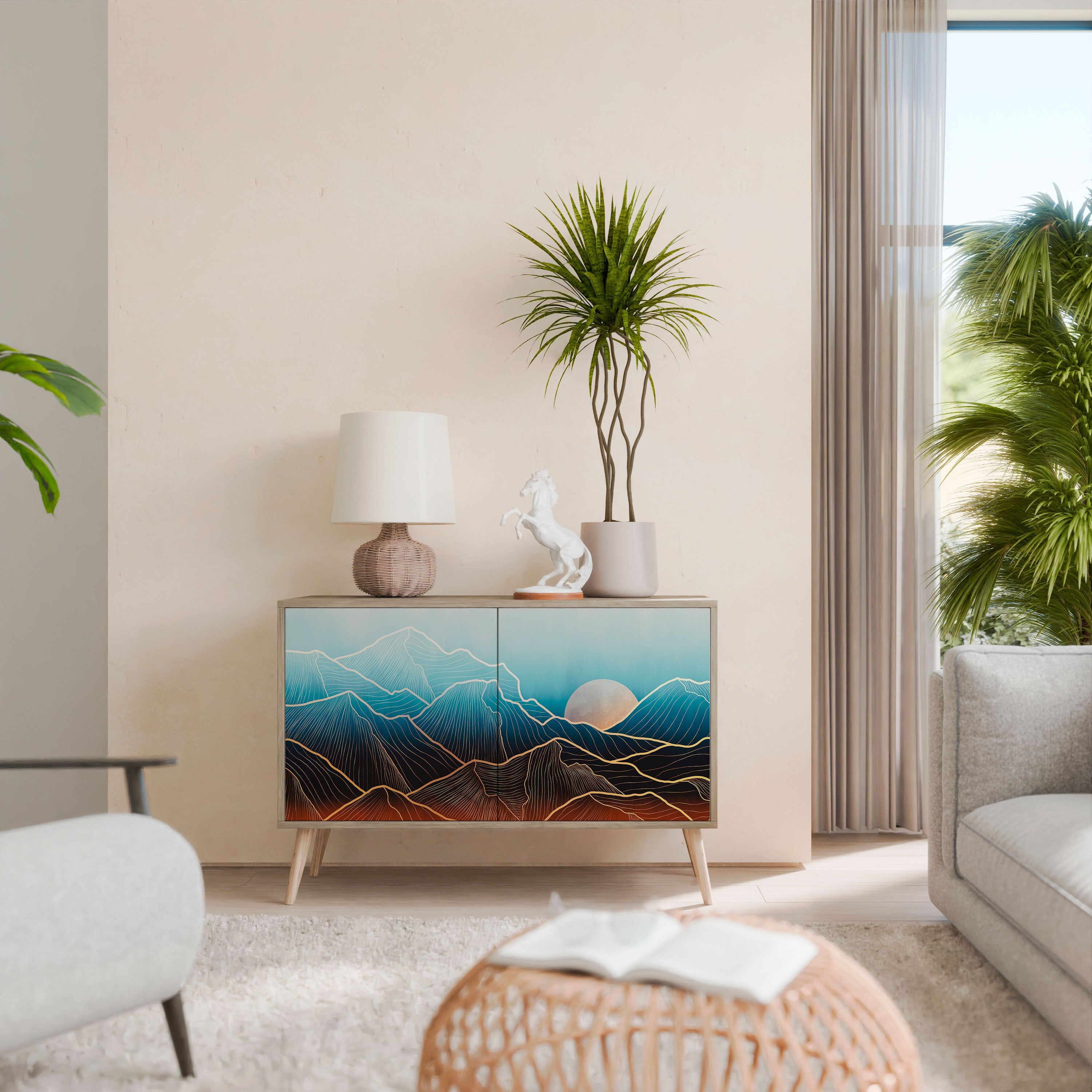 LUNAR SECRETS 2-Door Sideboard in Oak Effect