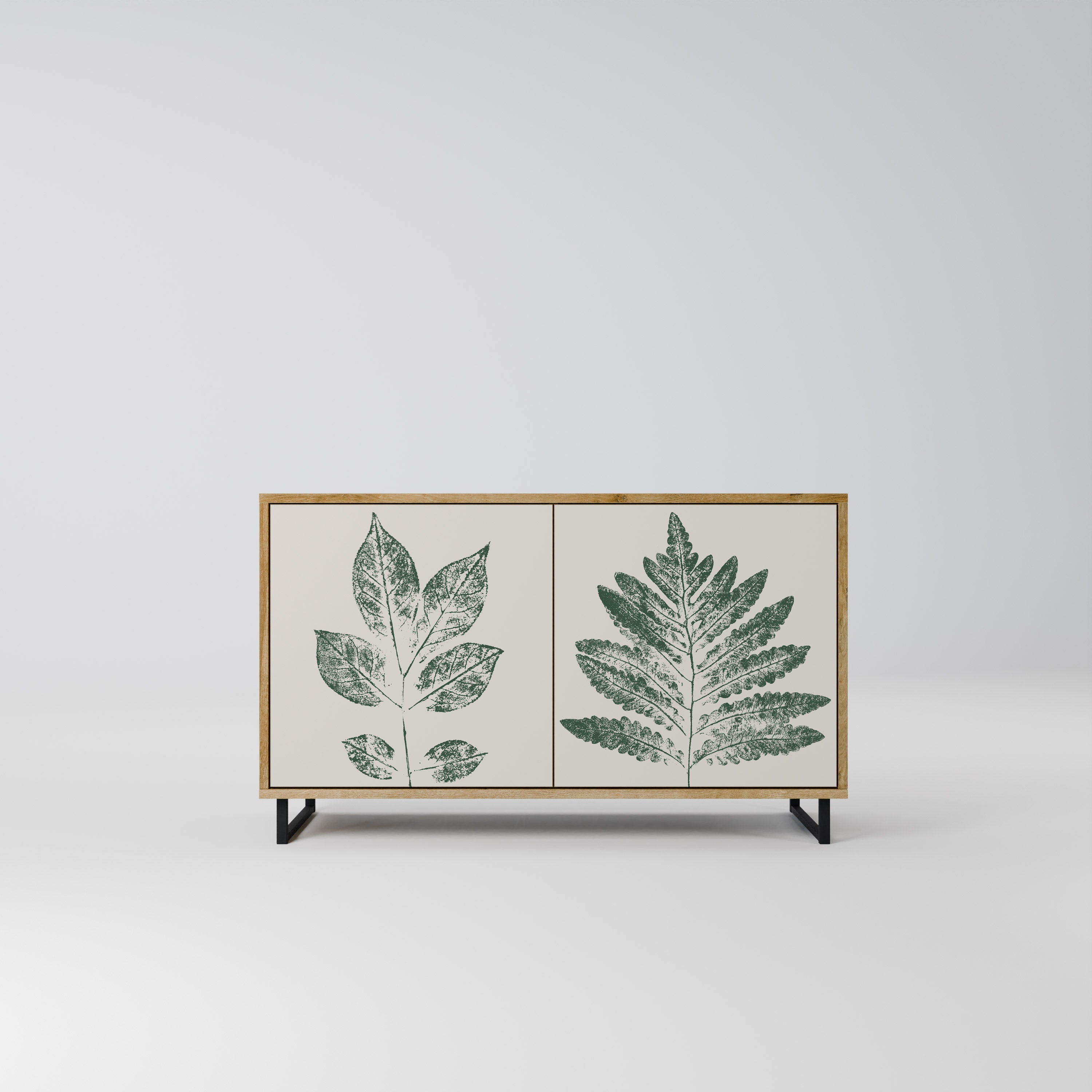 GREEN LEAFY STAMPS 2-Door Sideboard in Oak Effect