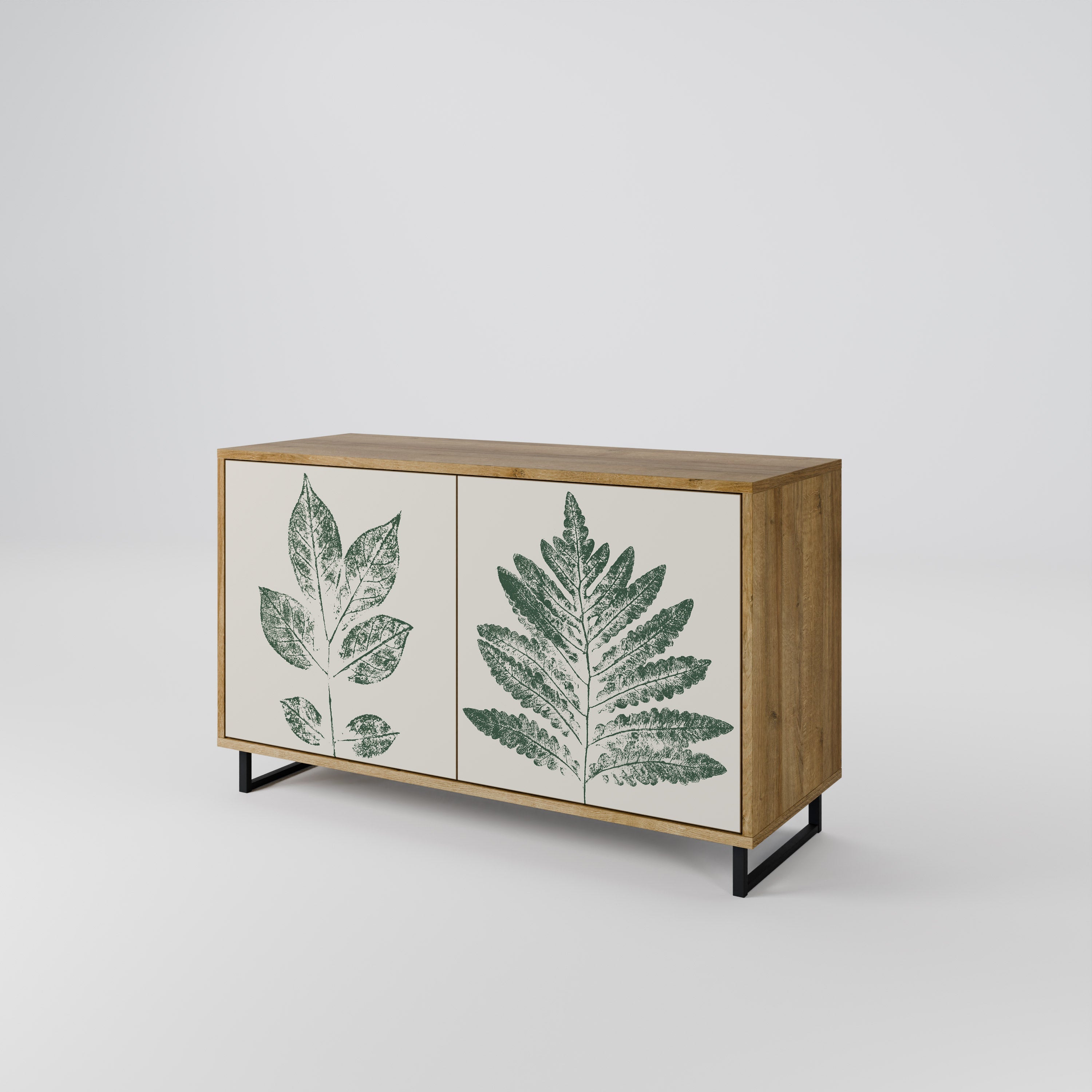GREEN LEAFY STAMPS 2-Door Sideboard in Oak Effect