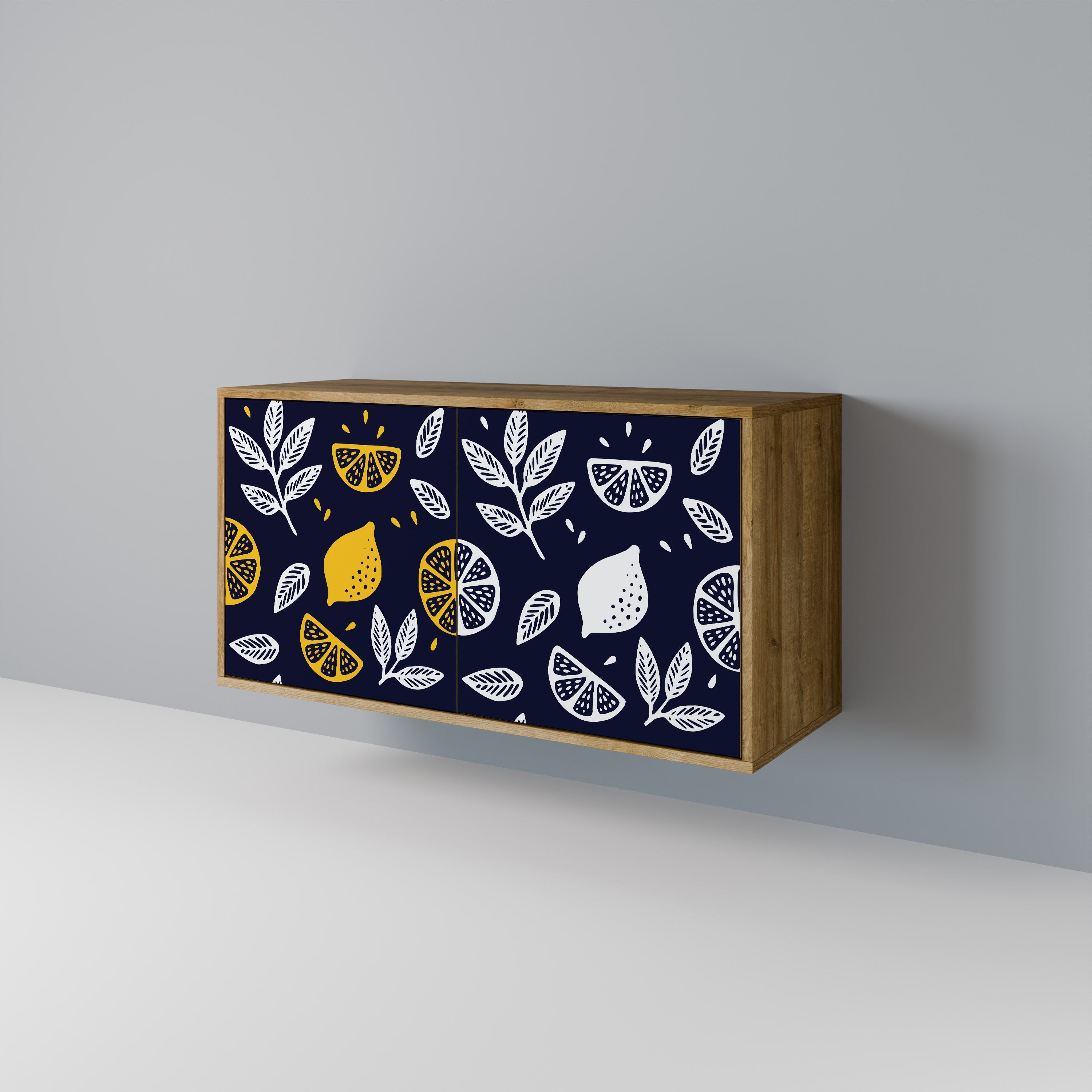 CITRUS BLACK AND WHITE 2-Door Sideboard in Oak Effect