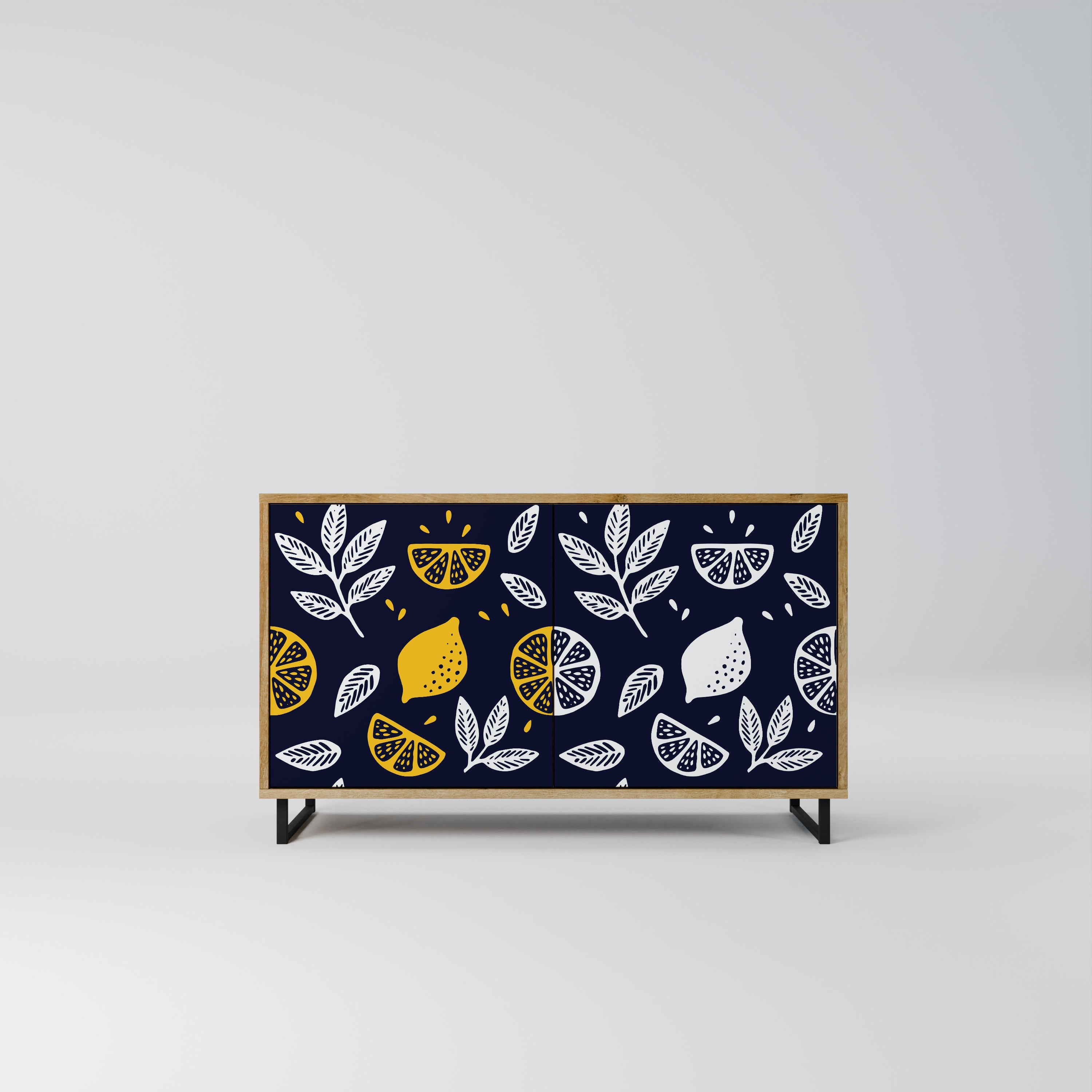 CITRUS BLACK AND WHITE 2-Door Sideboard in Oak Effect