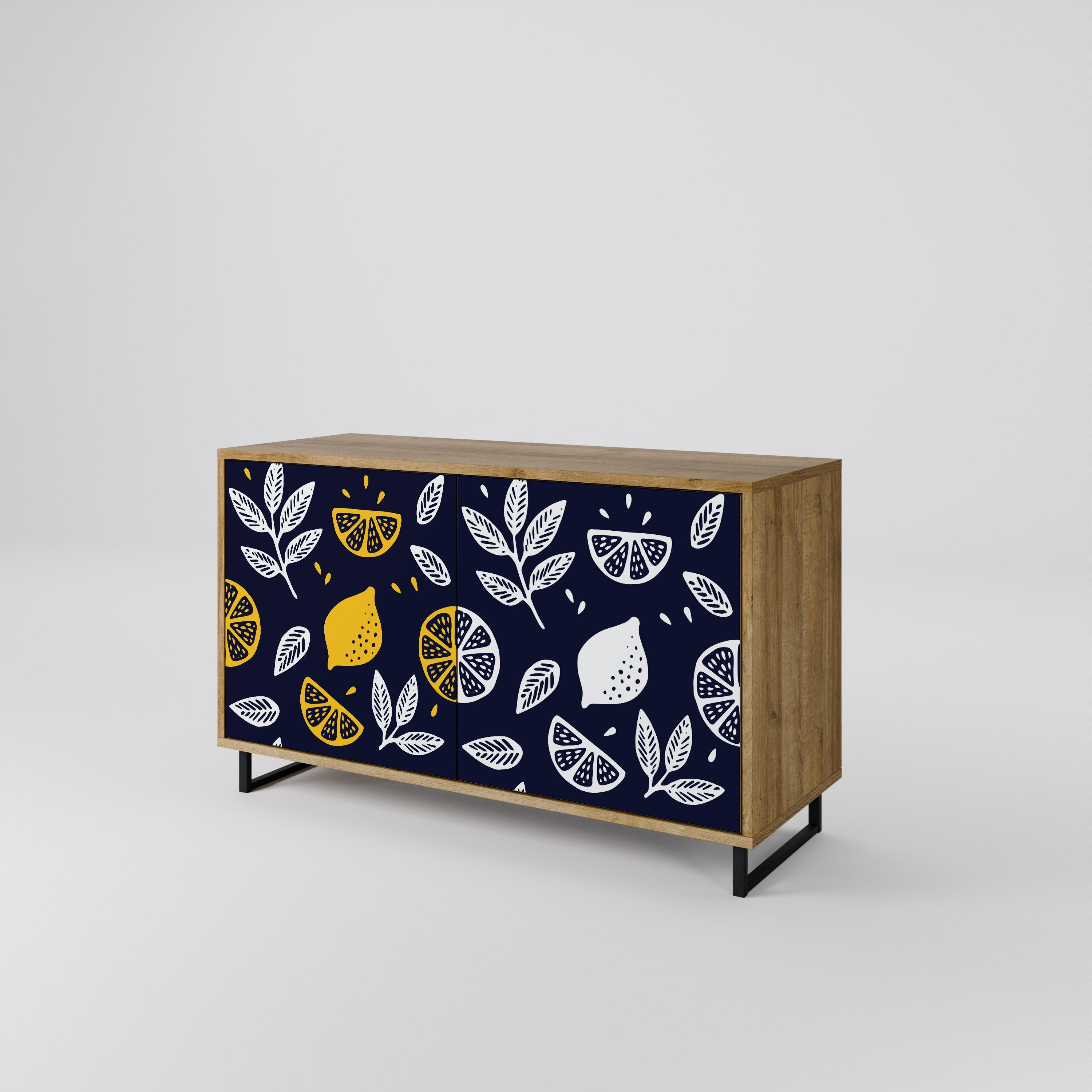 CITRUS BLACK AND WHITE 2-Door Sideboard in Oak Effect
