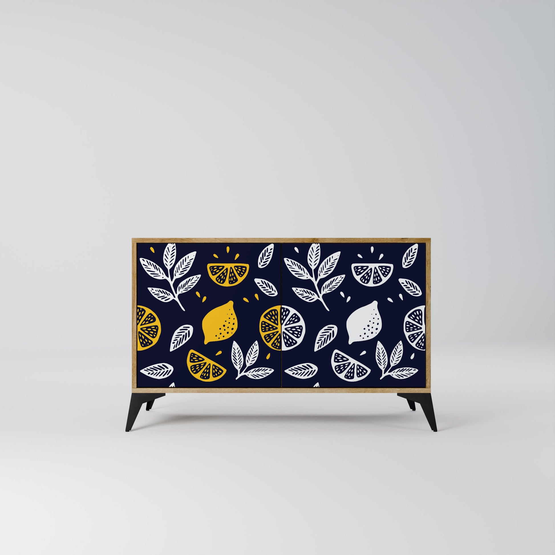 CITRUS BLACK AND WHITE 2-Door Sideboard in Oak Effect