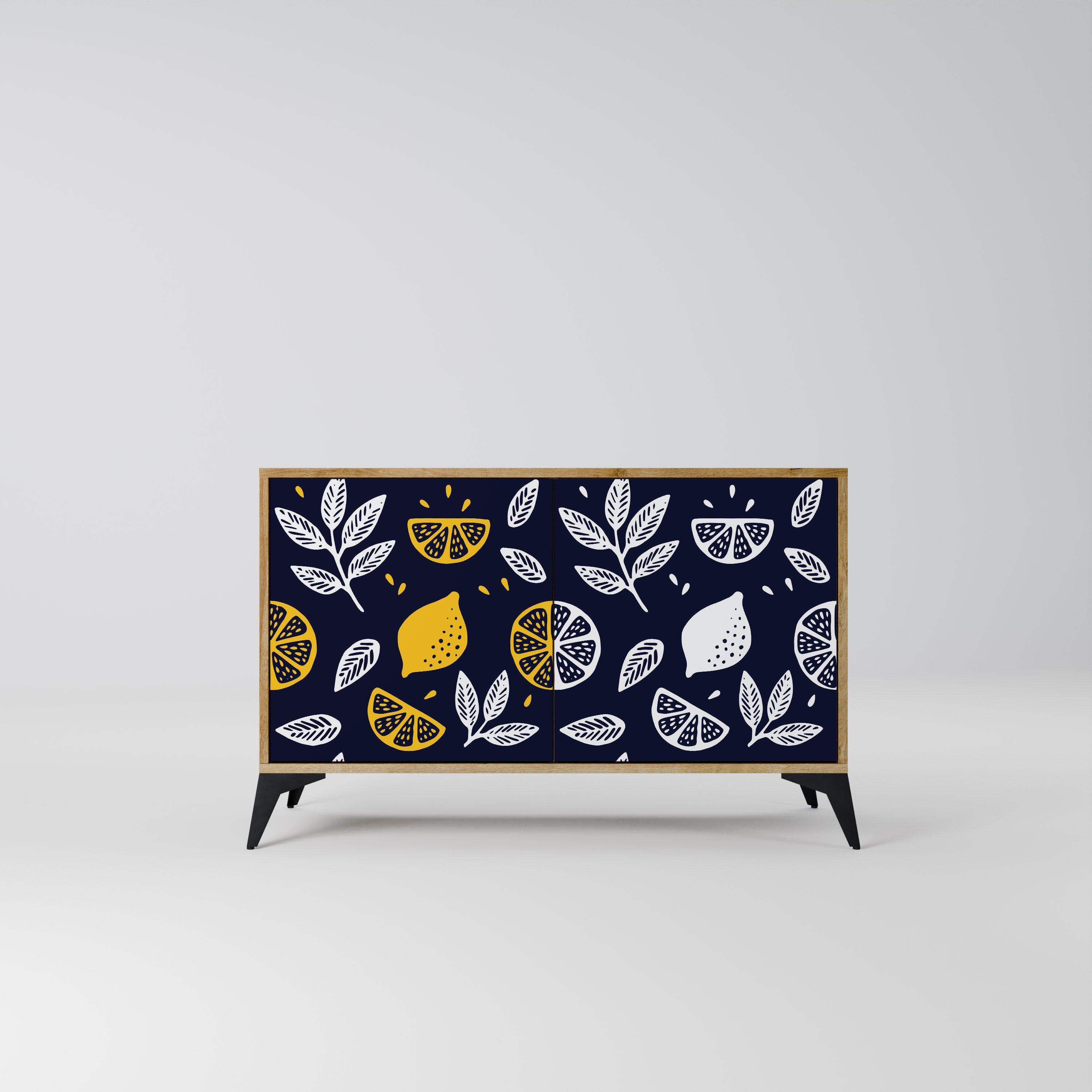 CITRUS BLACK AND WHITE 2-Door Sideboard in Oak Effect