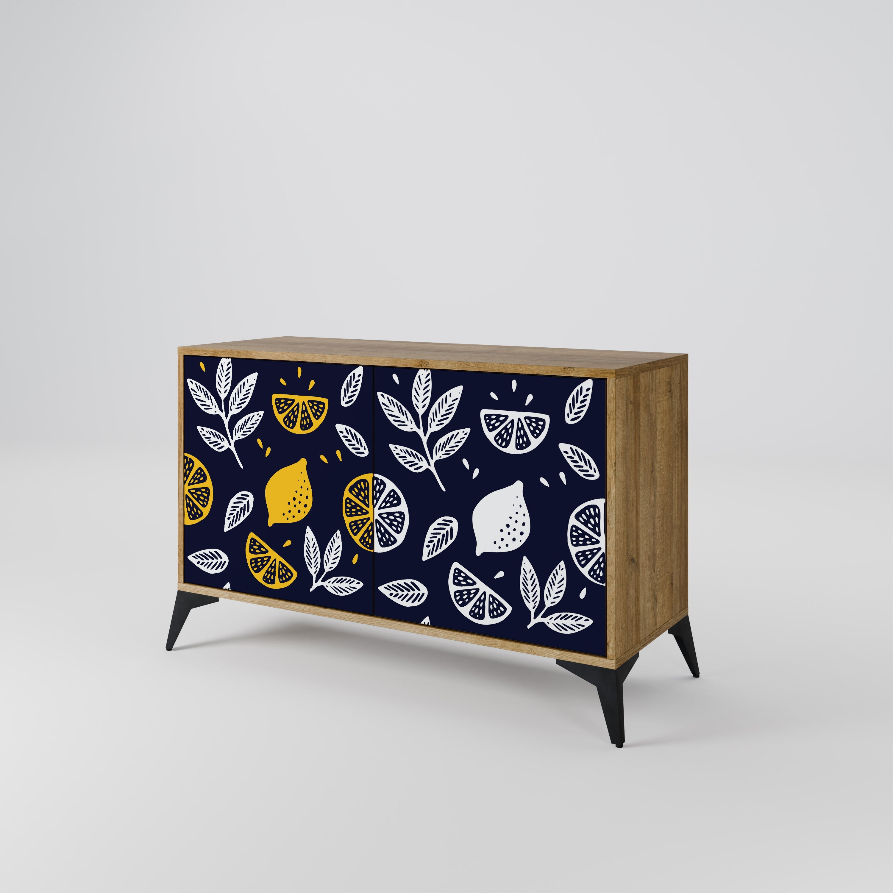 CITRUS BLACK AND WHITE 2-Door Sideboard in Oak Effect