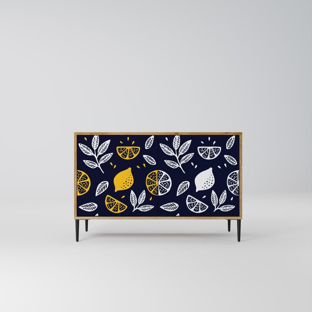CITRUS BLACK AND WHITE 2-Door Sideboard in Oak Effect