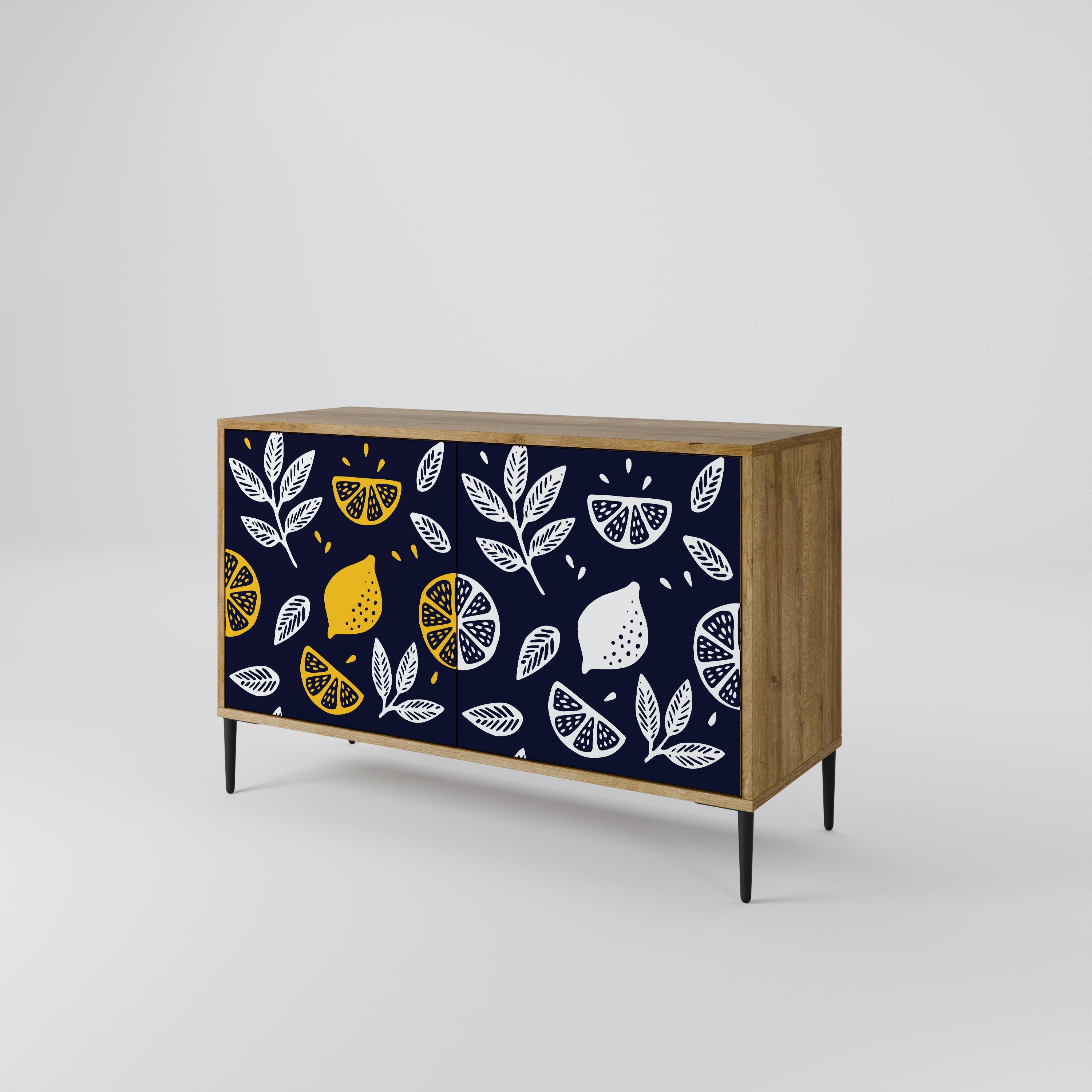 CITRUS BLACK AND WHITE 2-Door Sideboard in Oak Effect