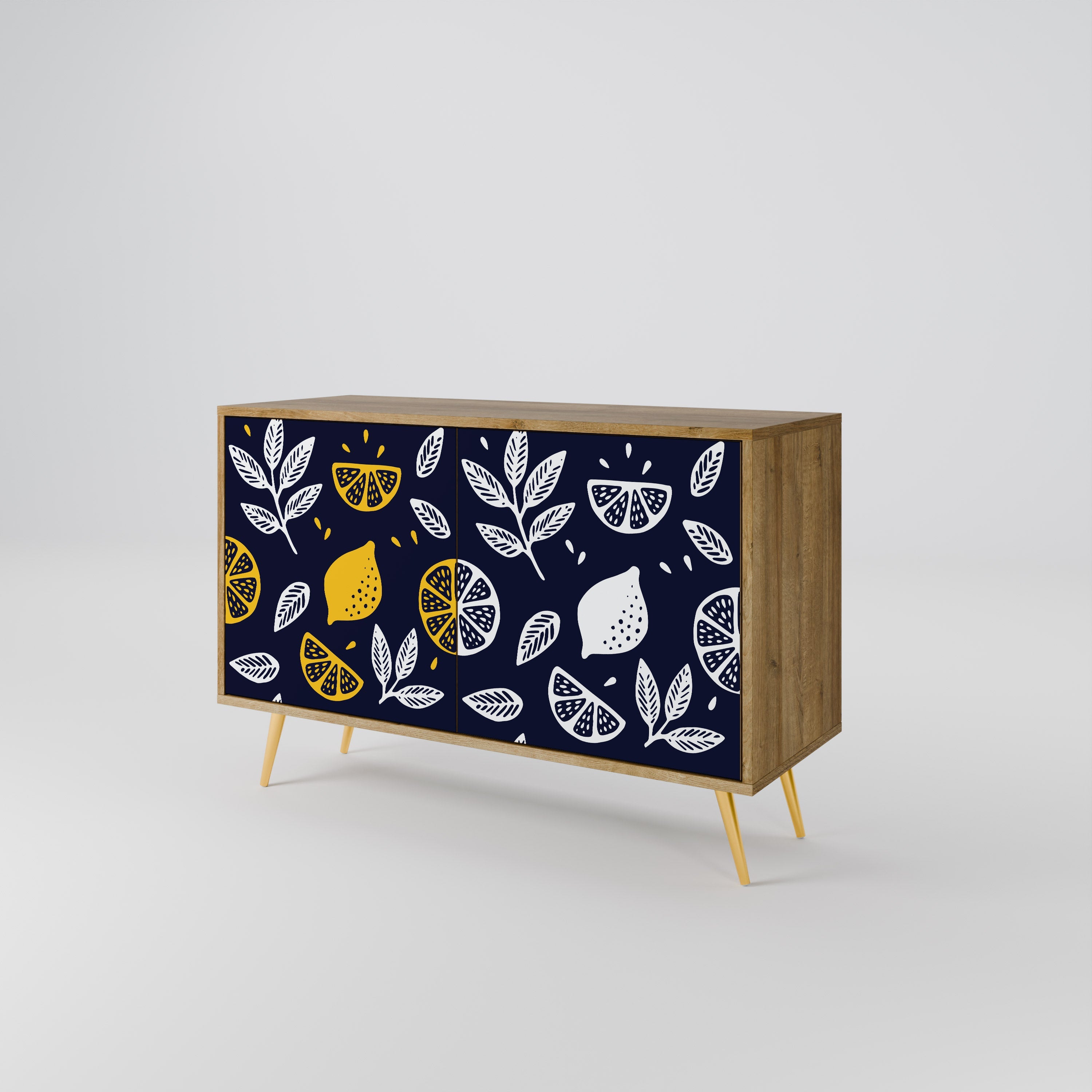 CITRUS BLACK AND WHITE 2-Door Sideboard in Oak Effect