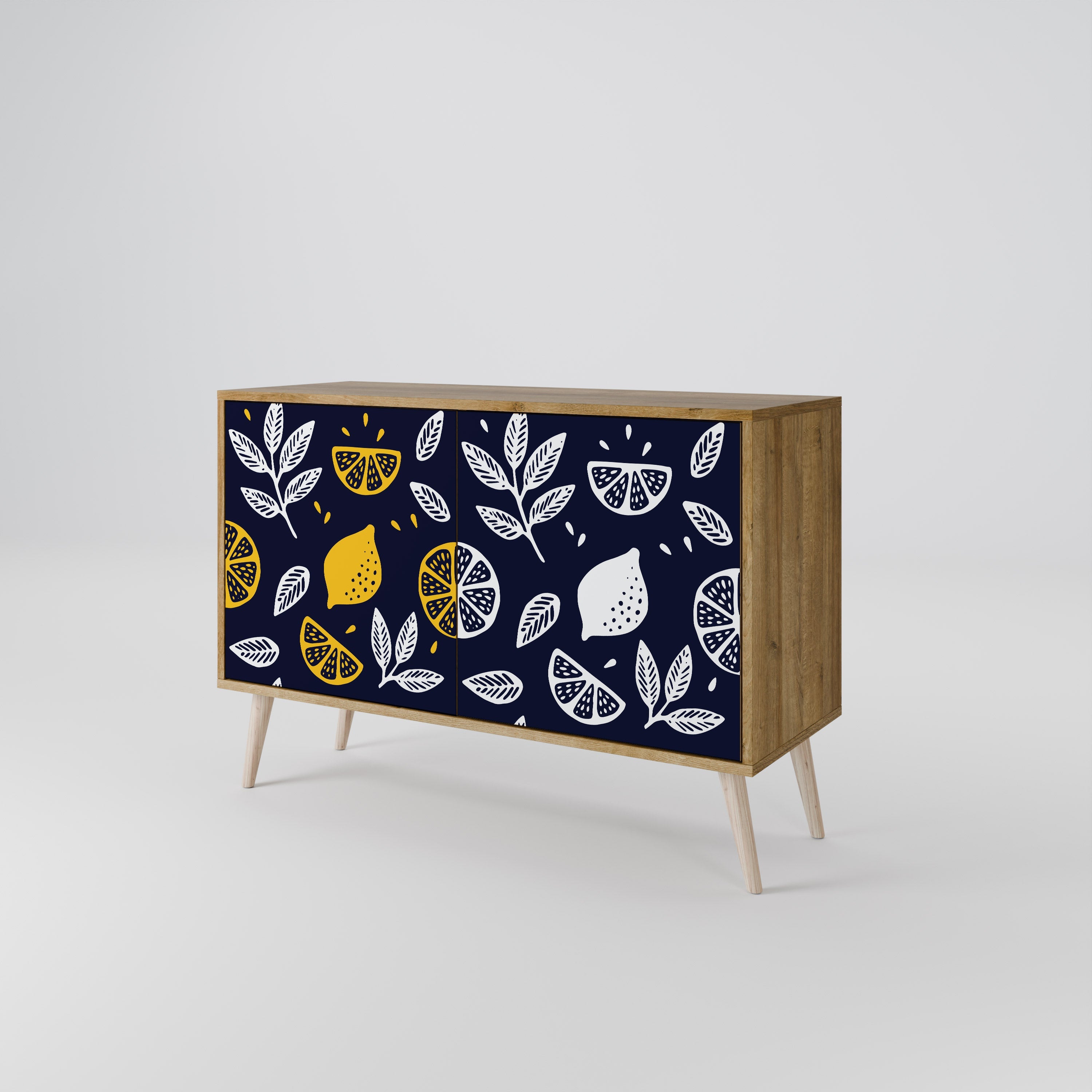 CITRUS BLACK AND WHITE 2-Door Sideboard in Oak Effect