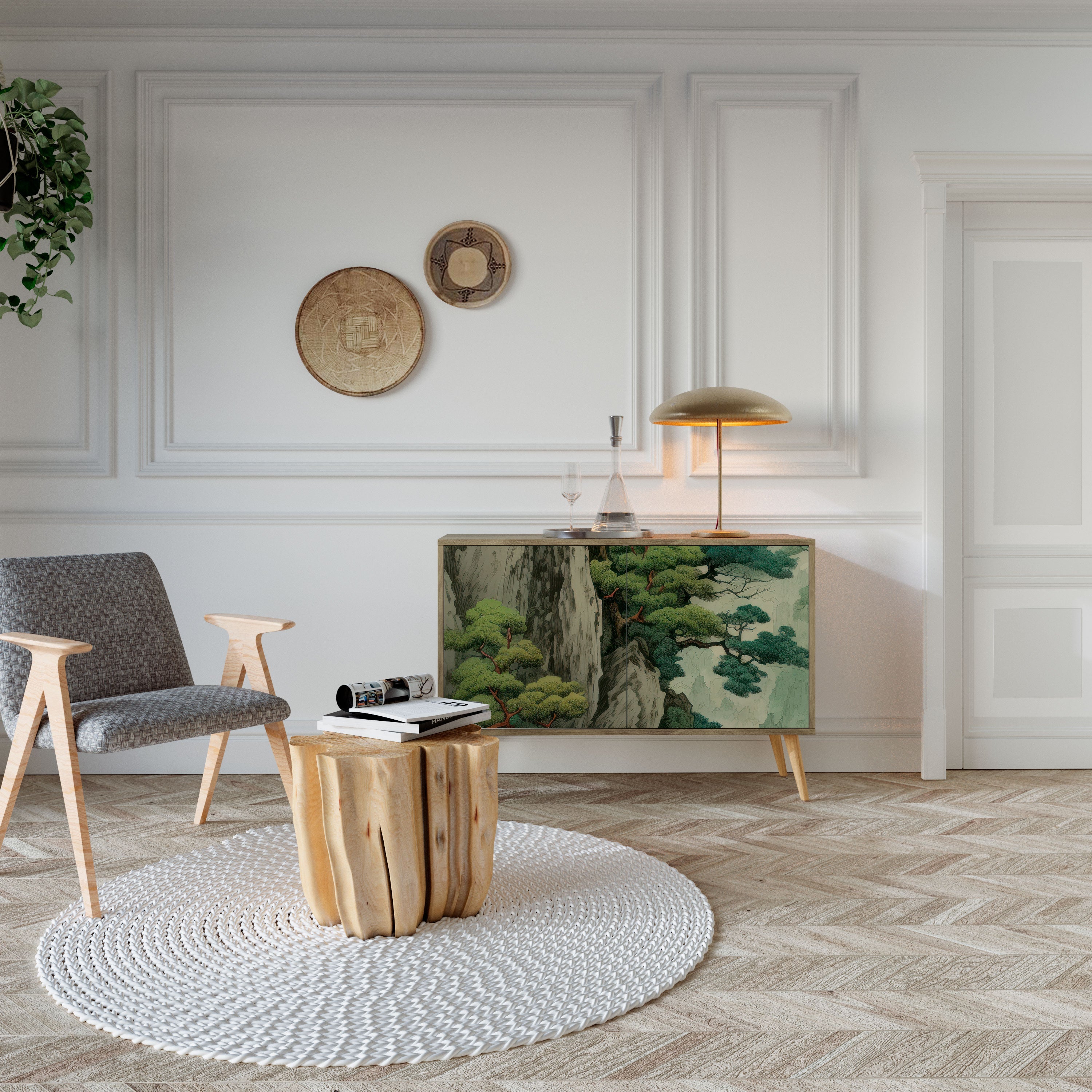 VERDURE ABYSS 2-Door Sideboard in Oak Effect