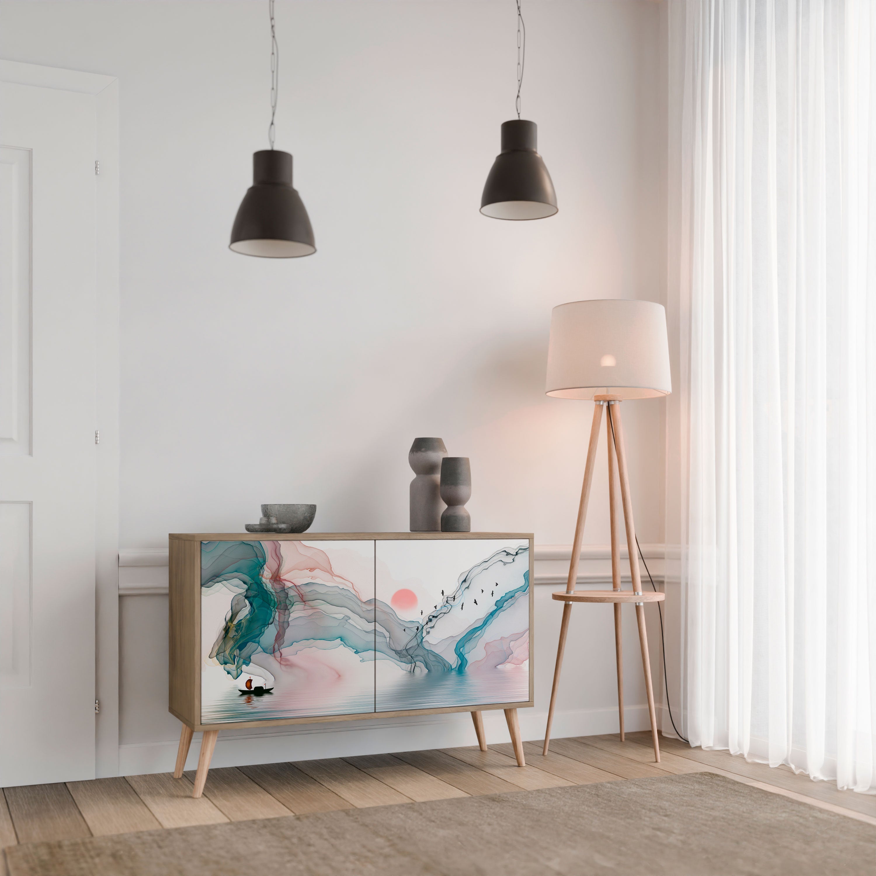 VELVET CROSSING 2-Door Sideboard in Oak Effect